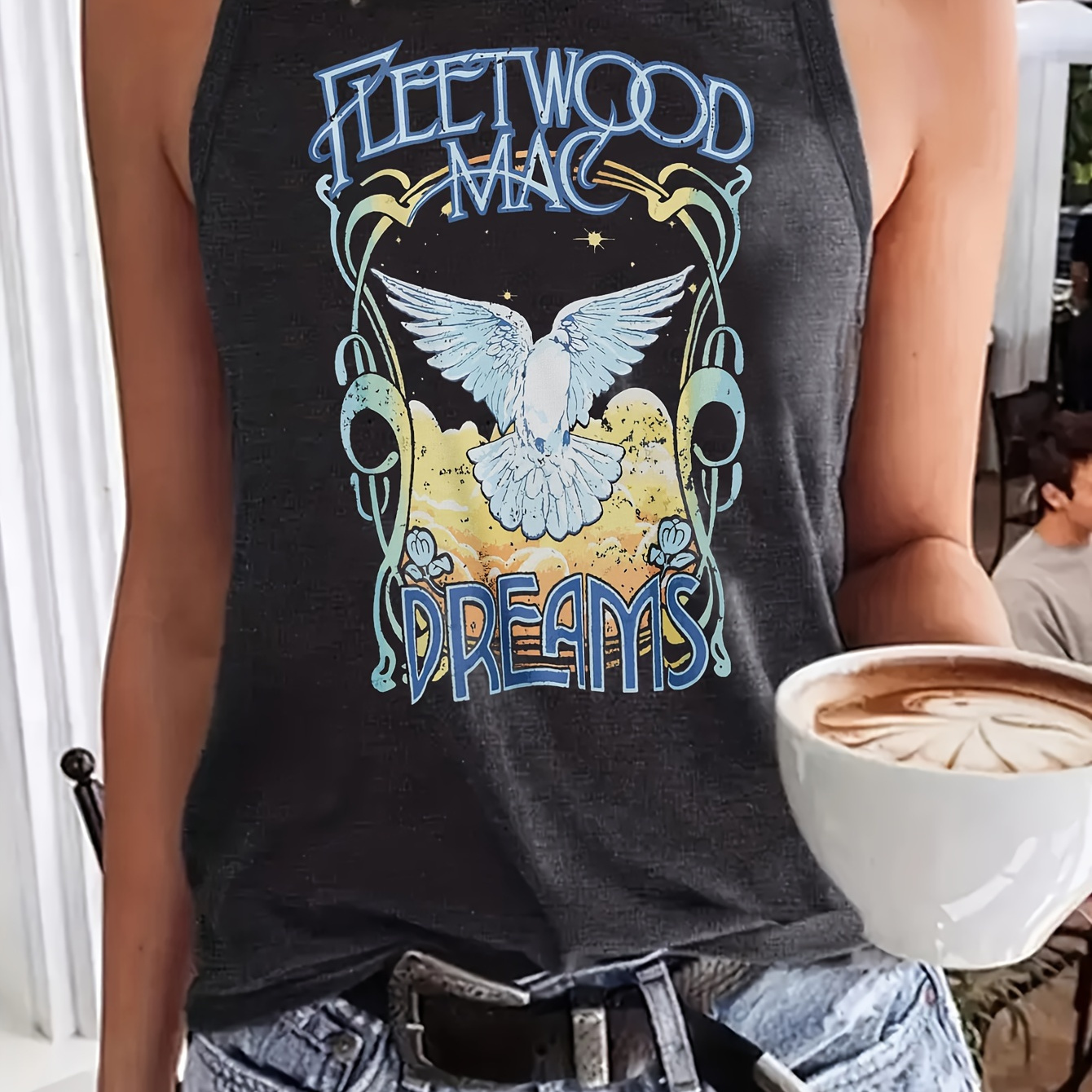 

Bird & Letter Print Tank Top, Casual Sleeveless Tank Top For Summer, Women's Clothing