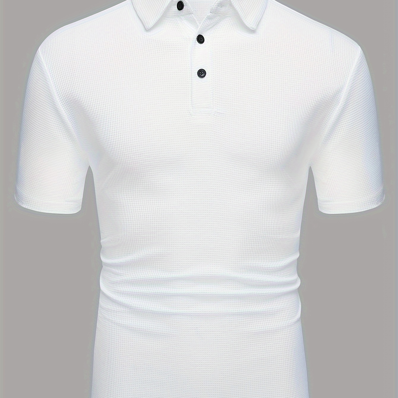 

Breathable Micro Waffle Regular Fit Golf Shirt, Men's Casual V-neck T-shirt Short Sleeve For Summer, Men's Clothing