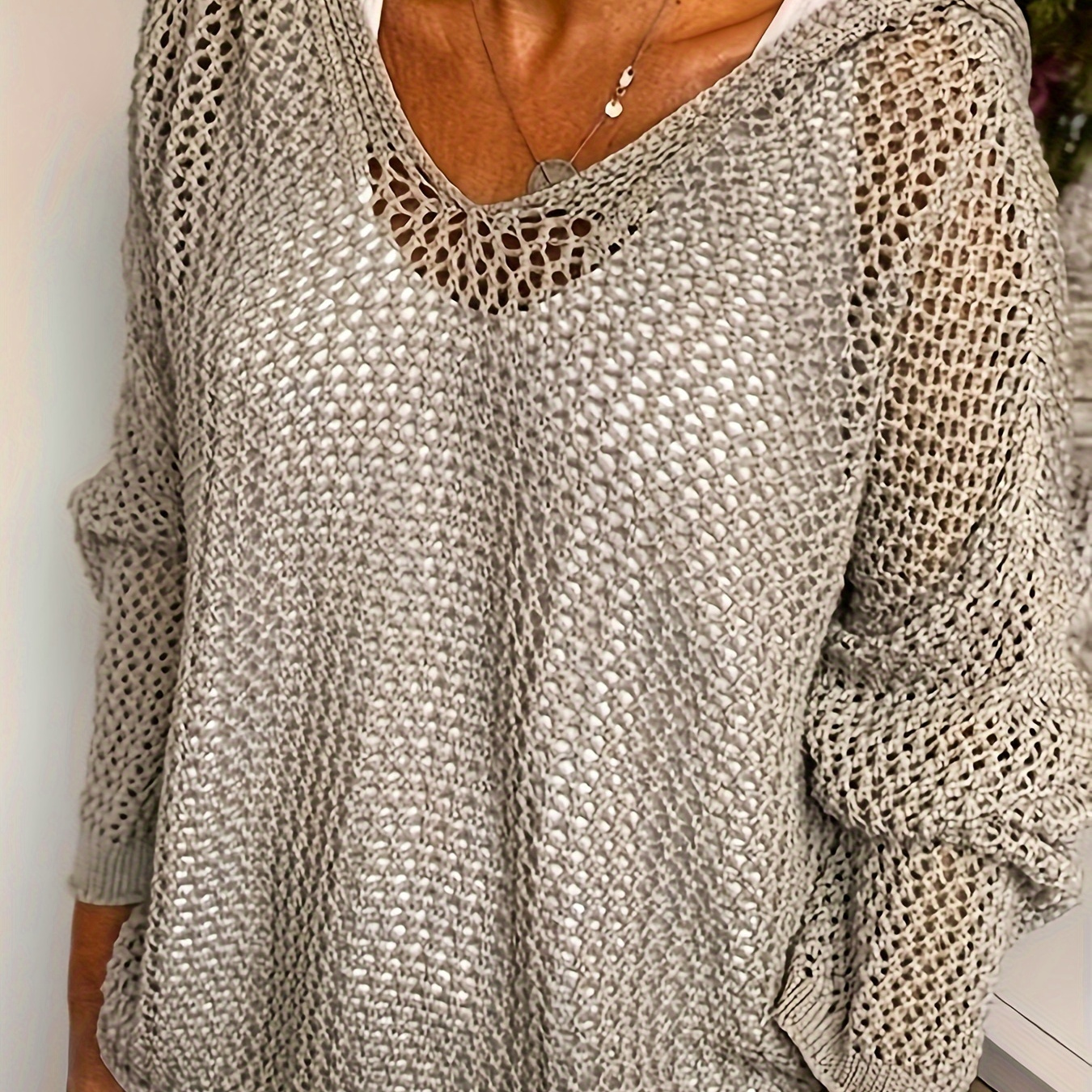 

Women's Casual Lightweight Crochet Hoodie - Chic Long Sleeve, Semi-sheer Knit Sweater With Hollow-out Detail, Spring/summer/fall, , Comfortable Clothing|chic Crochet Hoodie|lightweight Knit