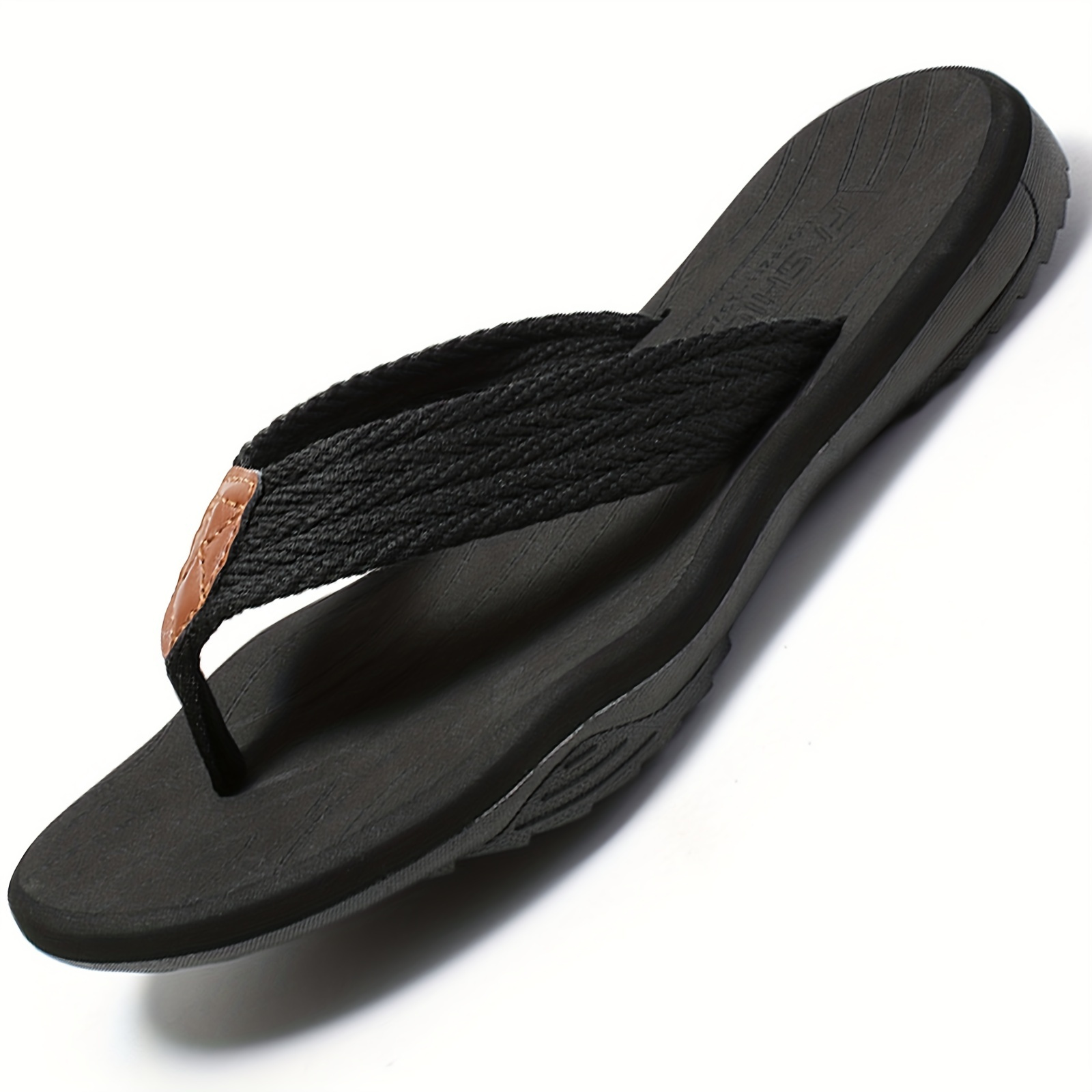 

Men's Trendy Hemp Strap Flip Flops, Casual Outdoor Walking Slippers For Beach And Outdoors