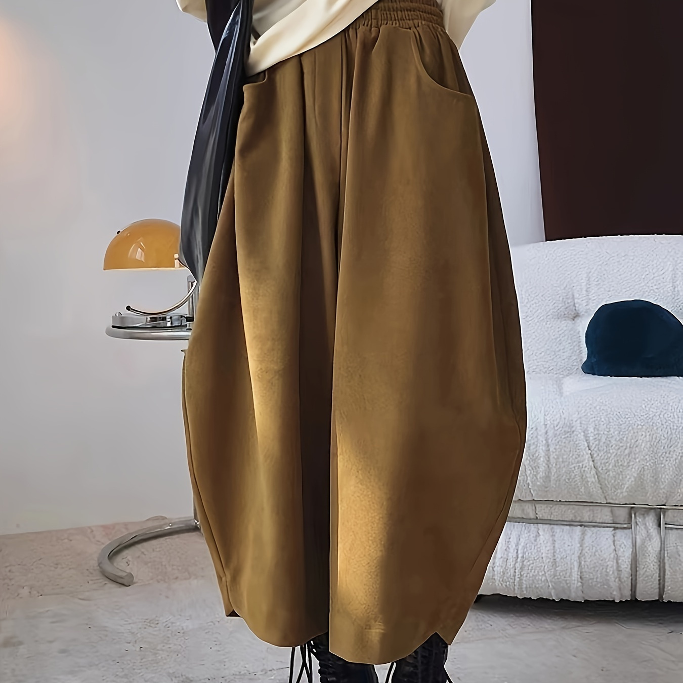 

Solid Color Wide Leg Pants, Casual Loose Pants For , Women's Clothing