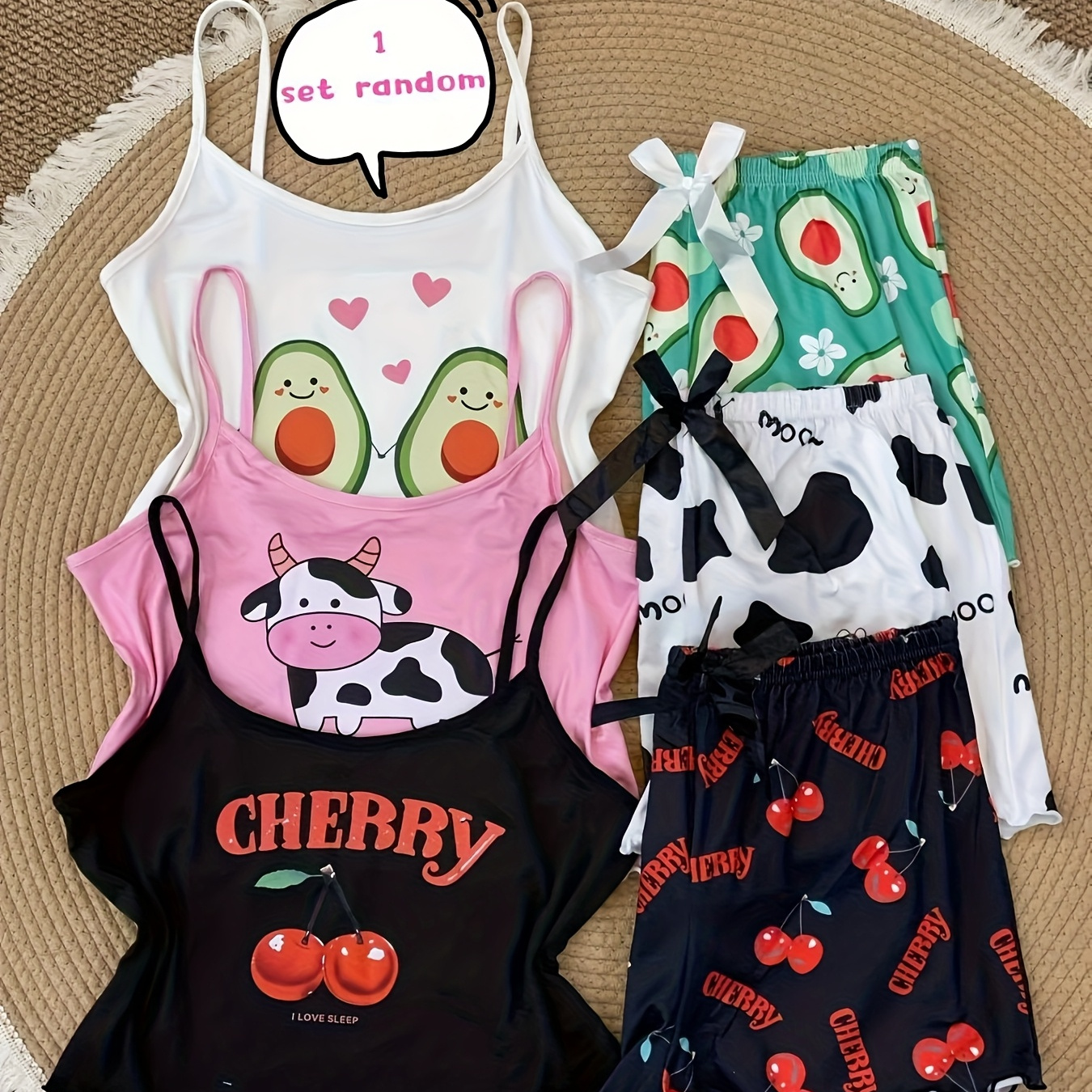 TEMU Teen Girl's Casual Fashion 1pc Camisole Shorts Set With Cartoon Pattern Pajamas And, For Teenager