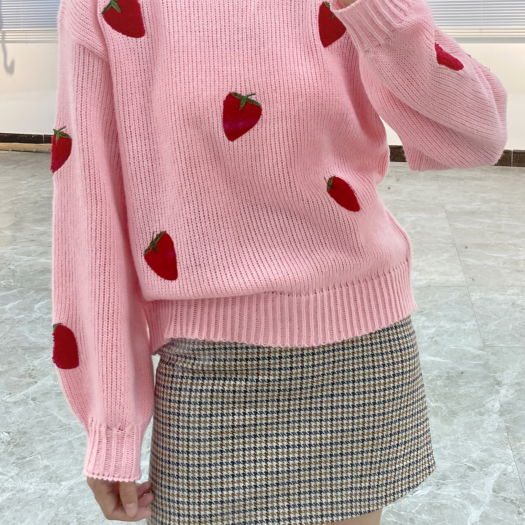 Toddler Girl Strawberry Knit Sweater - Long Sleeve Pullover For Baby Girls, Winter & Fall Outfit, Sizes 6M-3Y