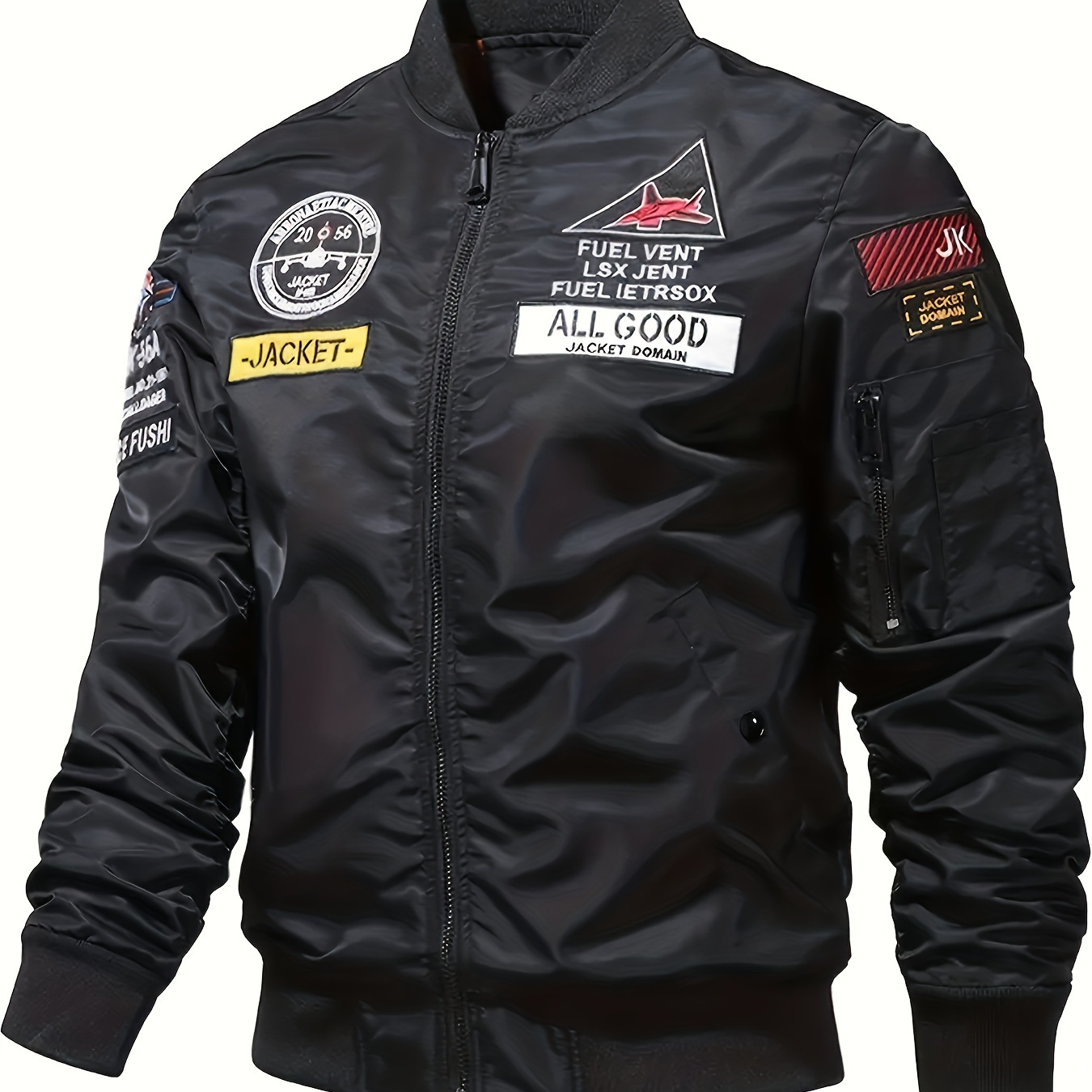 

Men's Personality -resistant Nylon Flight Suit Jacket And Autumn, Men's High-quality Letter Embroidered Motorcycle Jacket, Men's Multi- Casual Flight Suit Jacket, Suitable For Riding Outdoors.