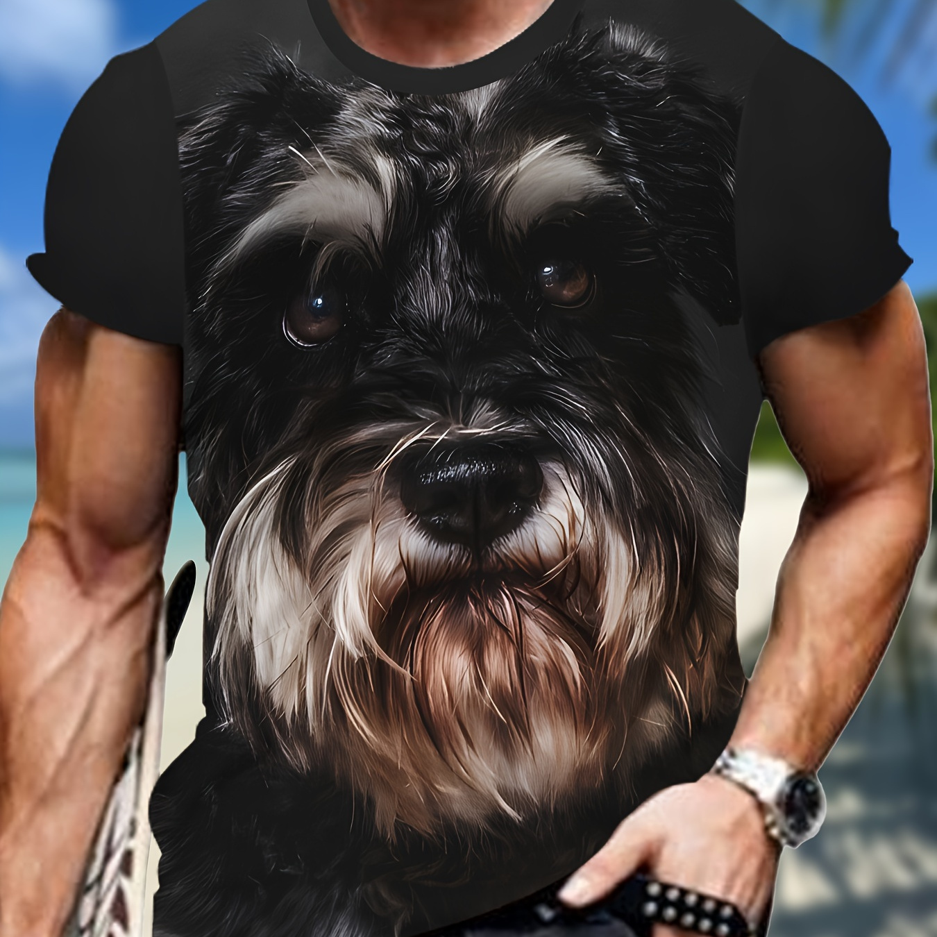 

Schnauzer Dog Print Tee Shirt, Tee For Men, Casual Short Sleeve T-shirt For Summer