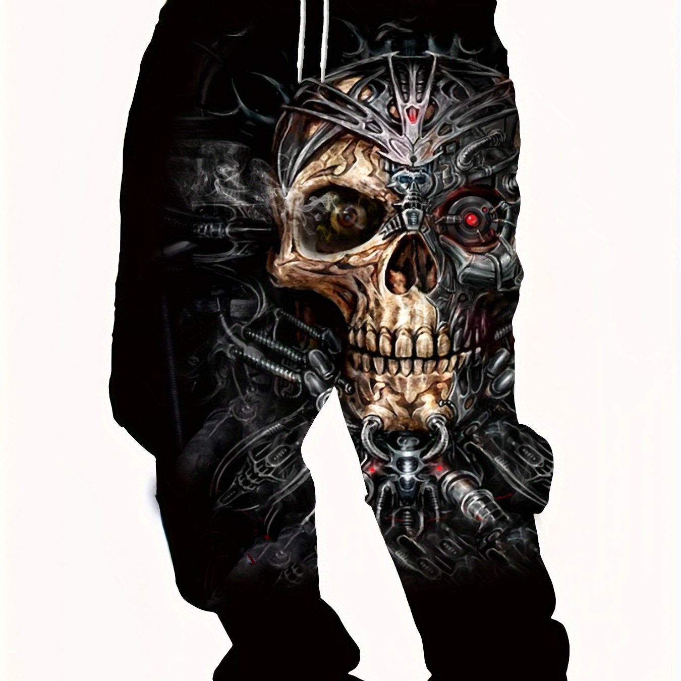 Skull Print Drawstring Sweatpants Loose Fit Pants Men's Casual Joggers For Men Winter Fall Running Jogging