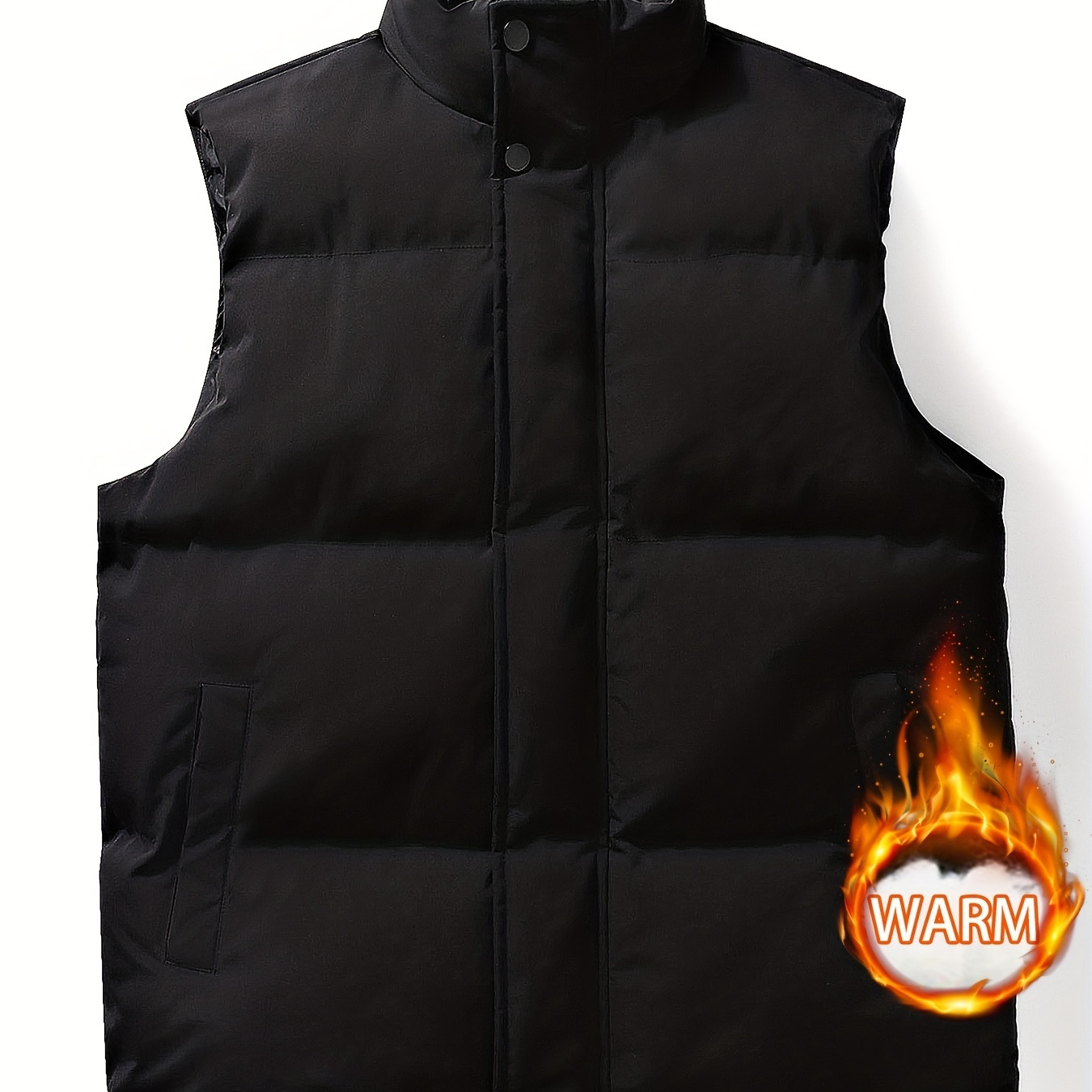 Men's Winter Vest, Casual Solid Warm Plush Lining Tops For Men's Winter Outdoor Activities