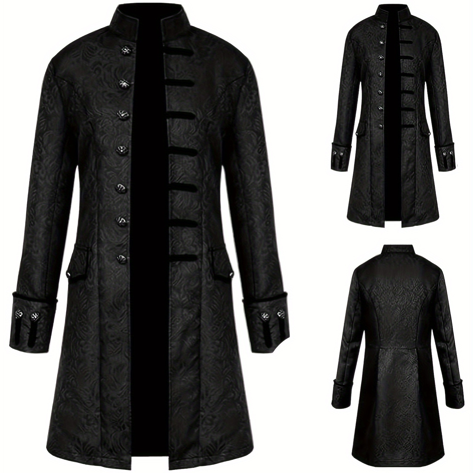 

Men's Solid Color Long Coat, Medieval & Renaissance Style Retro Jacket, Perfect For Birthday, And Carnival Party Playing & Performance