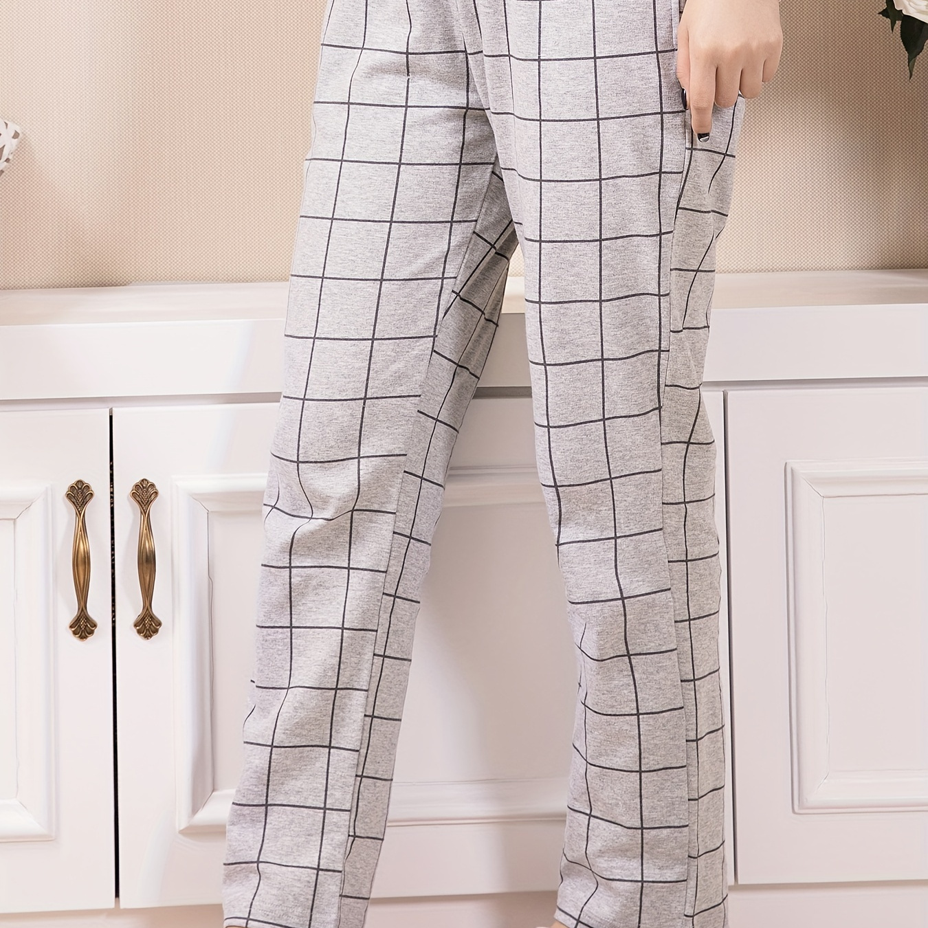 Plaid Print Sleep Bottoms Casual Cozy Home Sleep Pants - Temu Australia