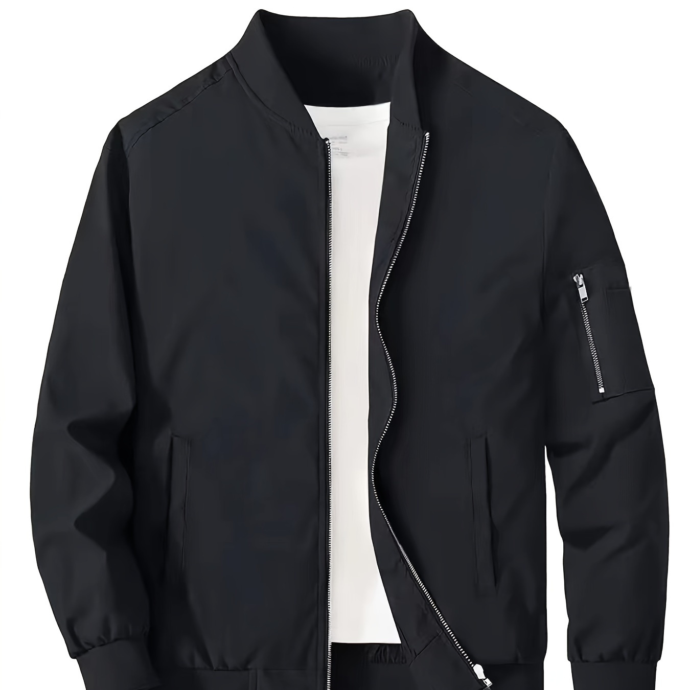 

Men's Casual Zip Up Varsity Jacket, Chic Bomber Jacket