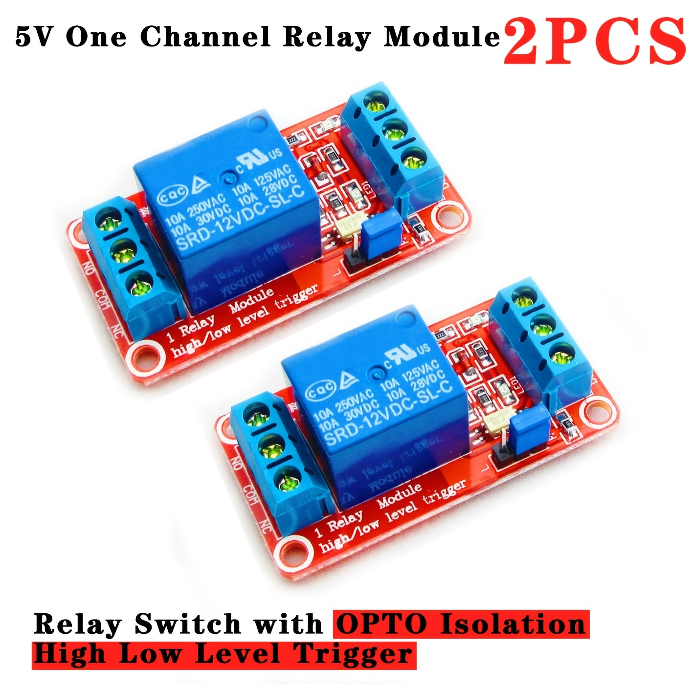 2pcs 5v One Channel Relay Module Relay Switch With Opto Isolation High ...