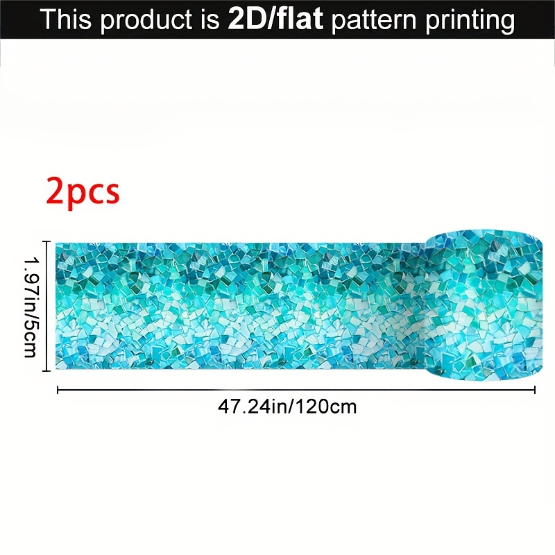 TEMU 2 Rolls Ivn Self-adhesive Diamond Glitter Tape - Teal Blue Suitable For Home Renovation, Suitable For Countertops, Sinks, Bath Edges, Covering,