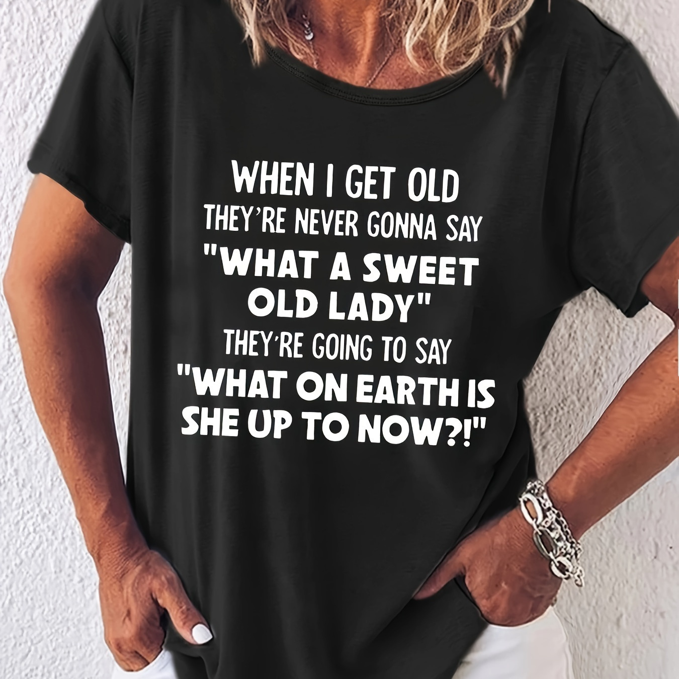 

Plus Size Letter Print T-shirt, Casual Crew Neck Short Sleeve T-shirt, Women's Plus Size clothing