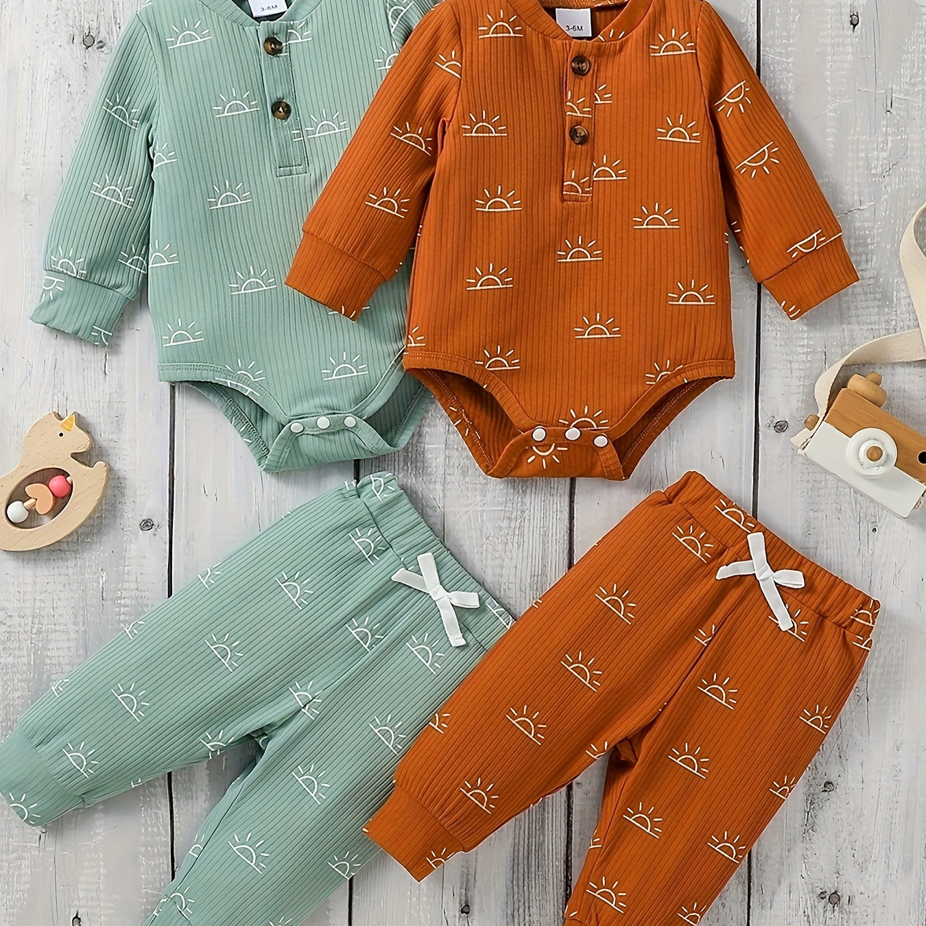 

2-/set 's Sun Bodysuit & Pants, Toddler & Infant Boy's Set