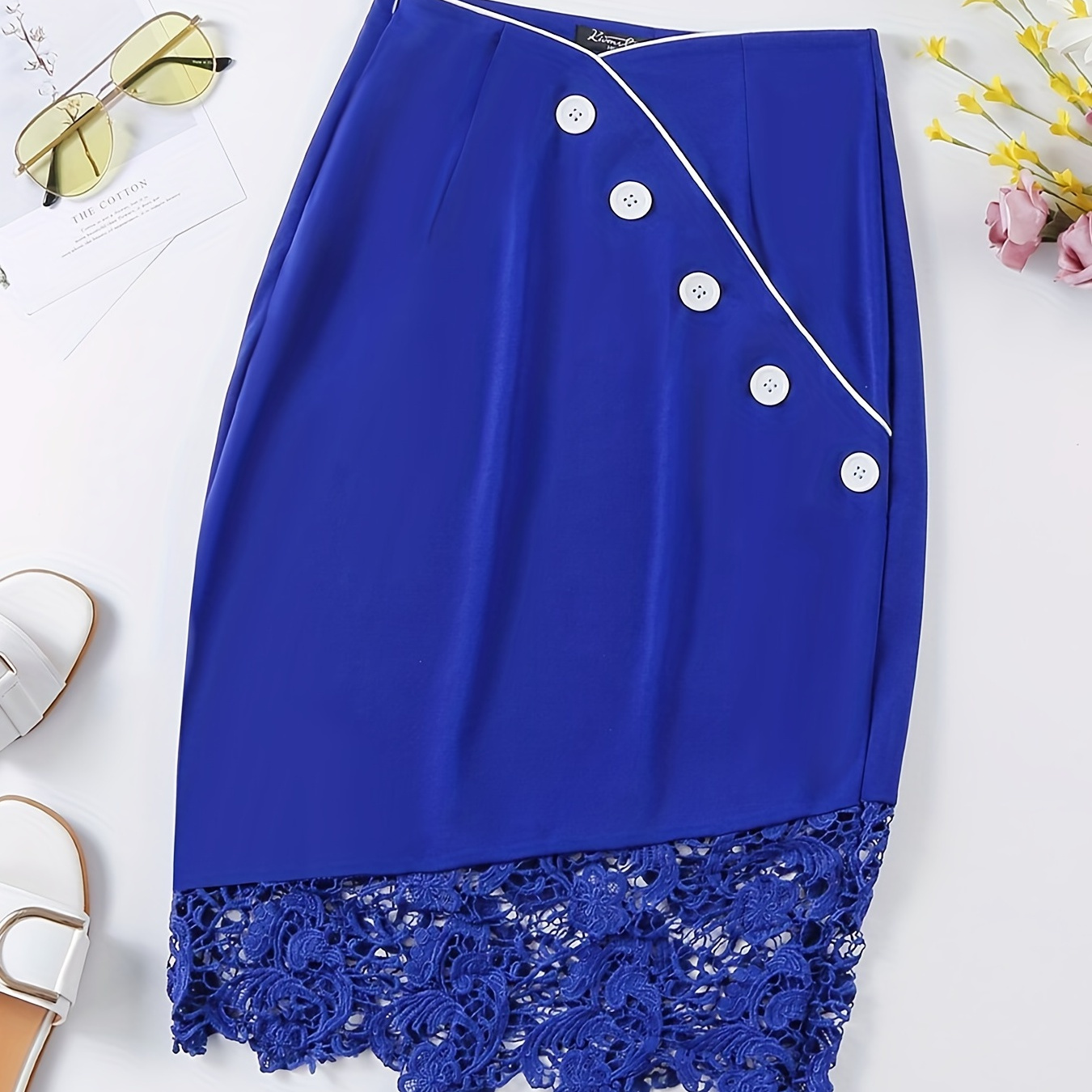 Solid Lace Elastic Waist Skirt Elegant Skirt Spring Summer Temu