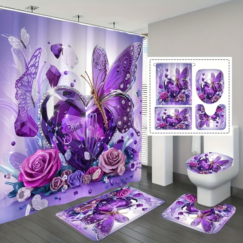 TEMU 1/4pcs Diamond Pattern Shower Curtain, Digital Printing Home Decor, Machine Washable,, Suitable For All, - Includes 12 Hooks For Home Bathroom,, Bedroom, Living Room