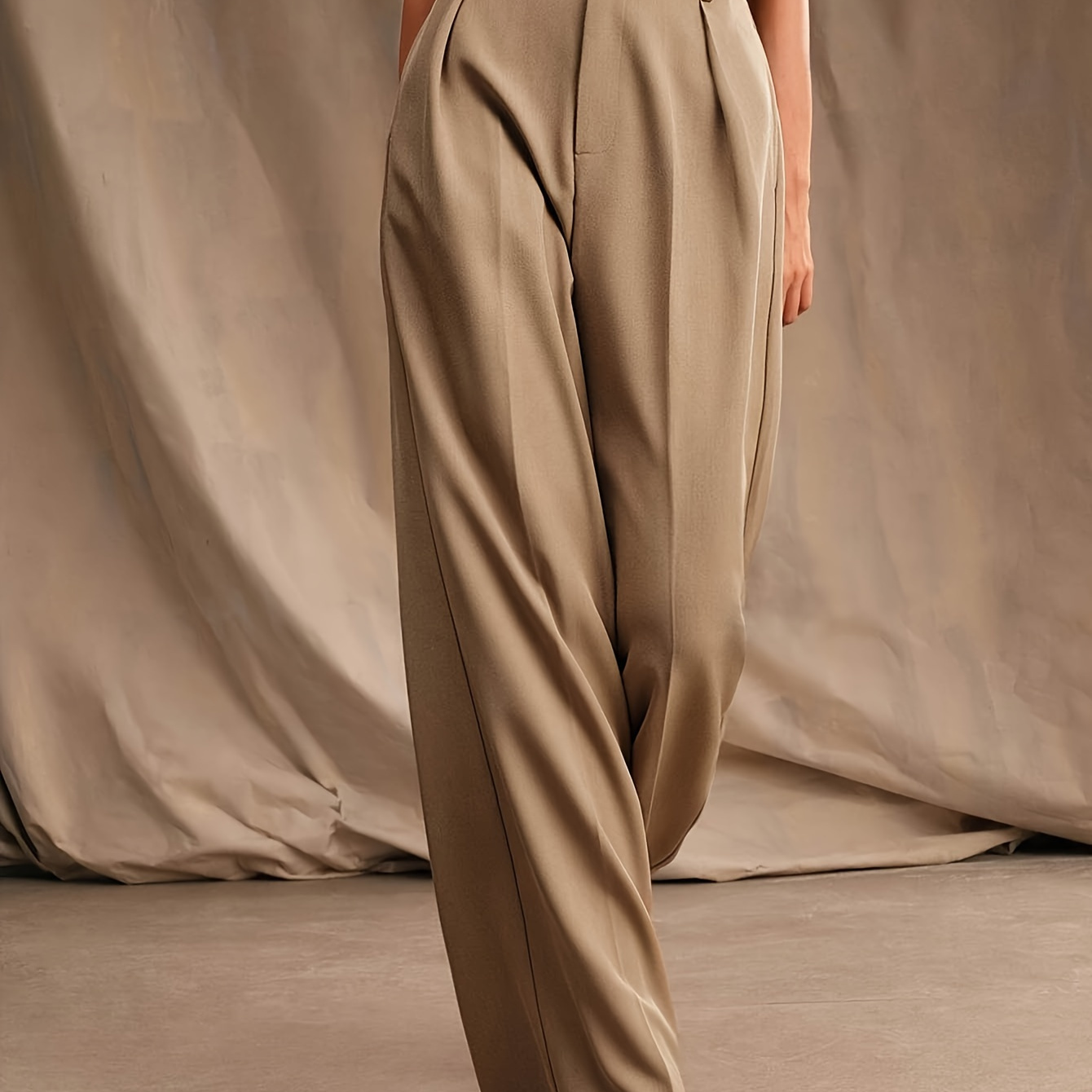 

Mood Elegant Wide-leg Pants For Women - High Waist, Solid Color, Machine Washable - Spring/fall