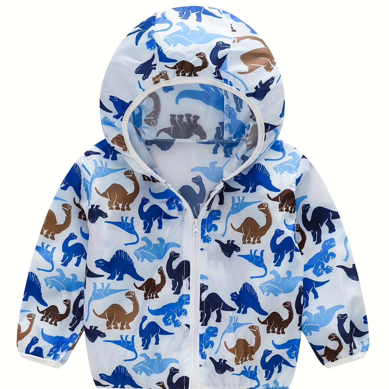 

Boys Cartoon Dinosaur & Car Full Print Son Protection Hooded Jacket, Long Sleeve Zip Up Cute Jacket, Boys Clothes Outdoor