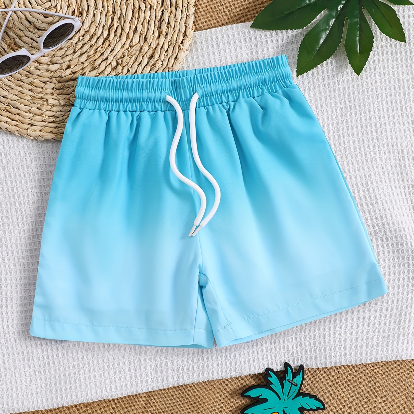 

Boys Swim Trunks Gradient Print Elastic Waist Beach Pants Stretch Comfortable Kids Clothes For Vacation Bathing Hot Spring Summer