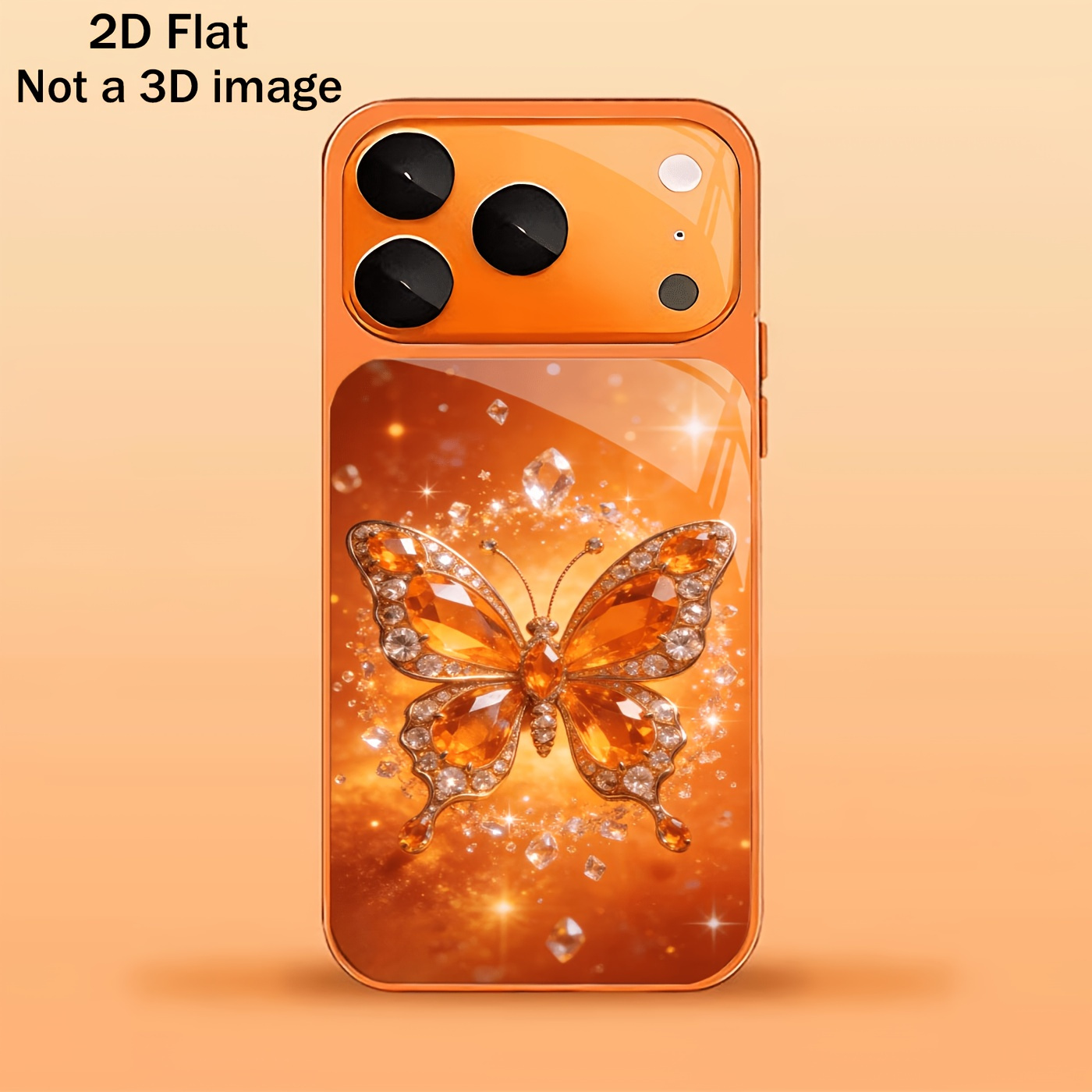 TEMU Phone Case - 2dflat Orange Golden Gorgeous Pattern, Orange Glass Phone Case, Suitable For Iphone17/17pro/17air, 16/16pro/16promax/16plus,