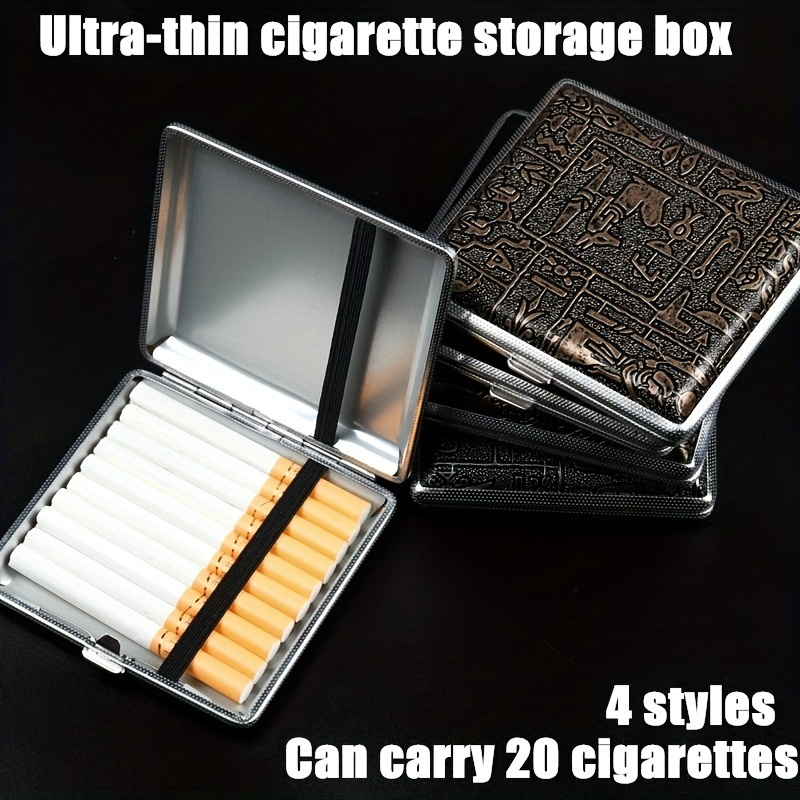 1pc Brown 20-cigarette Capacity Portable Cigarette Box, Metal Waterproof  Cigarette Case With Pu Coating