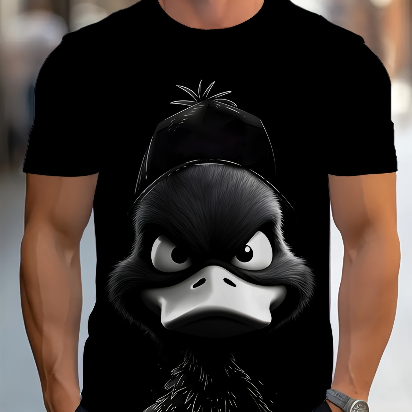 

Men's Animal Duck Pattern 3d Printed Outdoor T-shirt, Retro Chic Streetwear