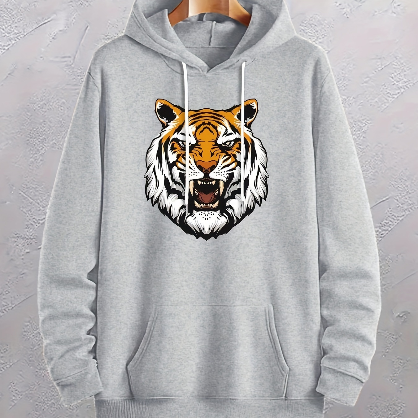 

Plus Size Men's Anime Tiger Print Sweatshirt Fashion Casual Hoodies For Fall Winter, Men's Clothing