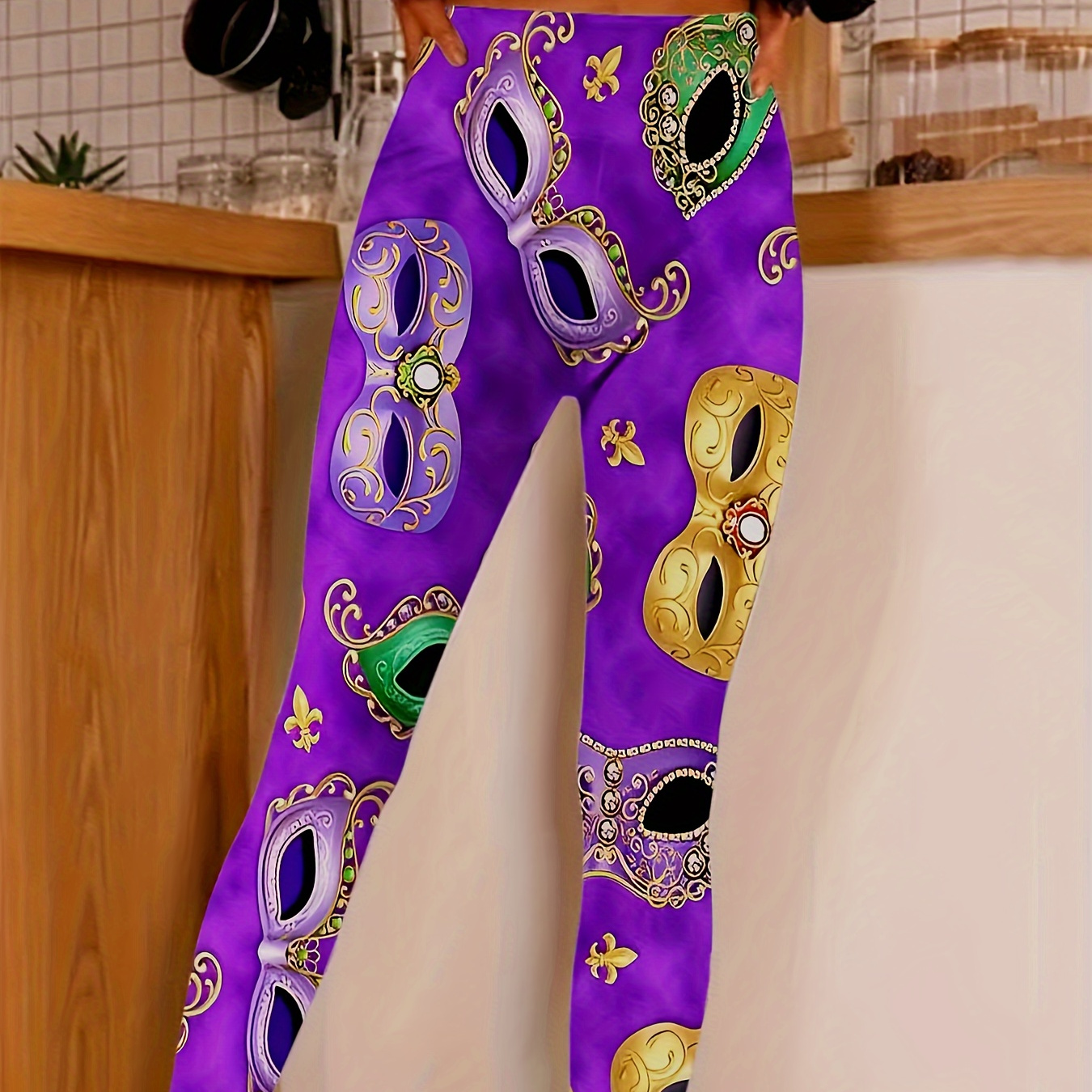 

Graphic Print Skinny Leggings, Casual Elastic Waist Stretchy Leggings, Women's Clothing