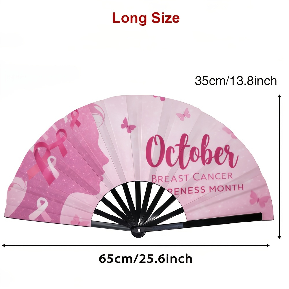 TEMU Ventilateur de Poche Tendance - Éventail Pliant sur le Thème du Mois Rose d'Octobre de Sensibilisation au du Sein, Éventail Pliant Léger en