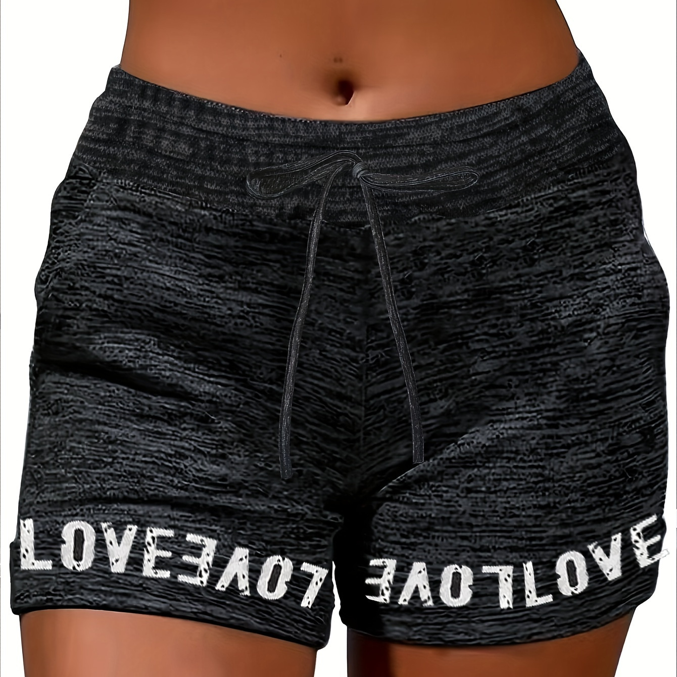 

Summer 2083 Women's Fashionable Print Sporty Shorts - Casual, Stretchy Polyester Knit With Drawstring Waist, Machine Washable