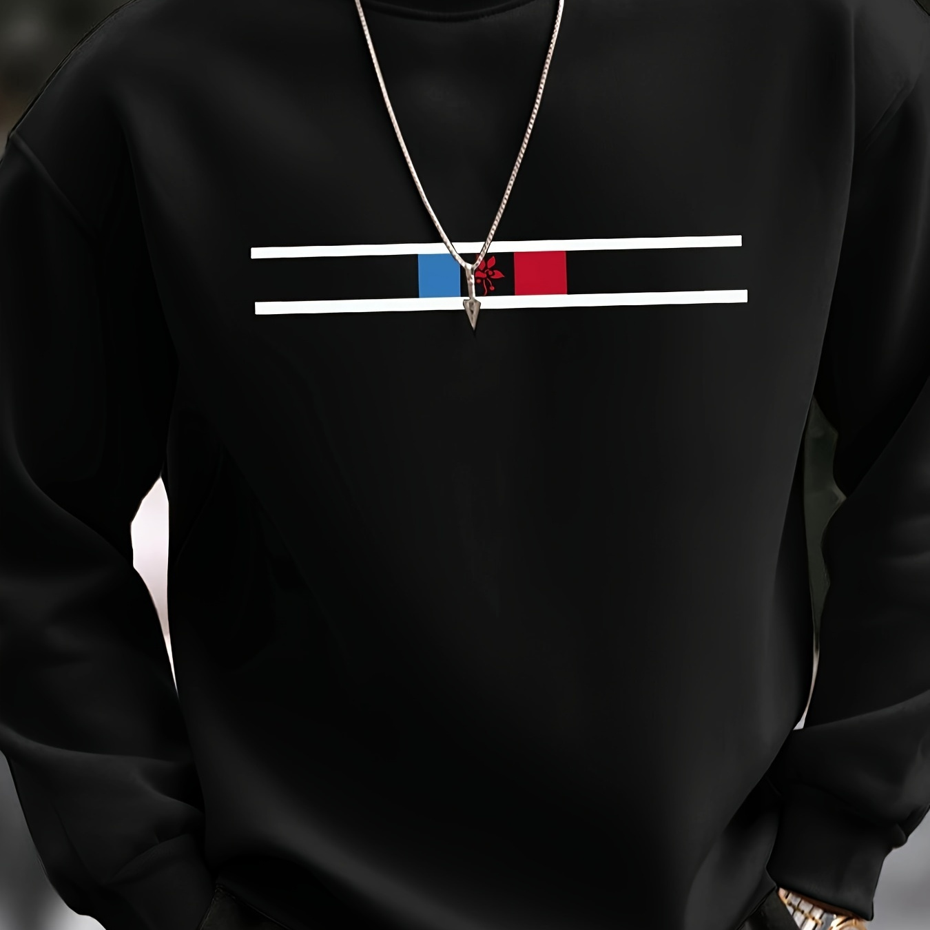 

Geometric Print Men's Crew Neck Casual Long Sleeve Fashionable Sweatshirt, Hip Hop Style, Suitable For Spring, Autumn And Winter, For Outdoor Sports, Men's Clothing, As Gifts