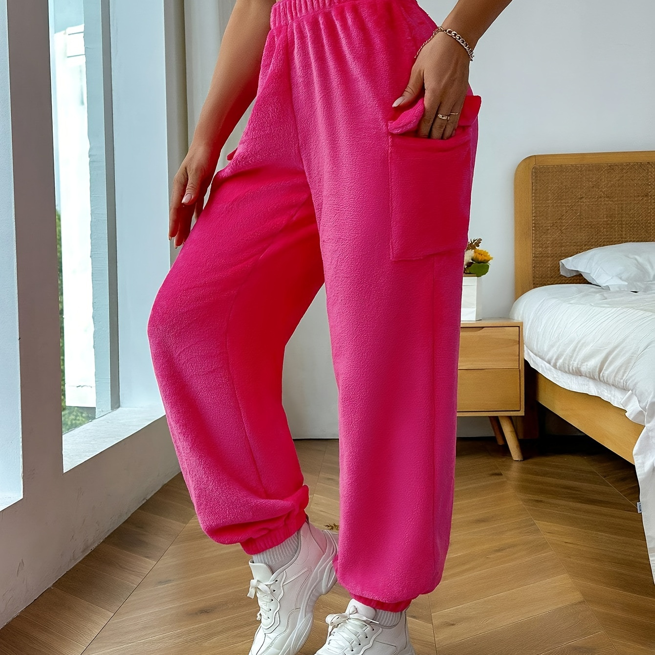 Pantalones Jogger Lisos Difusos Pantalones Térmicos - Temu