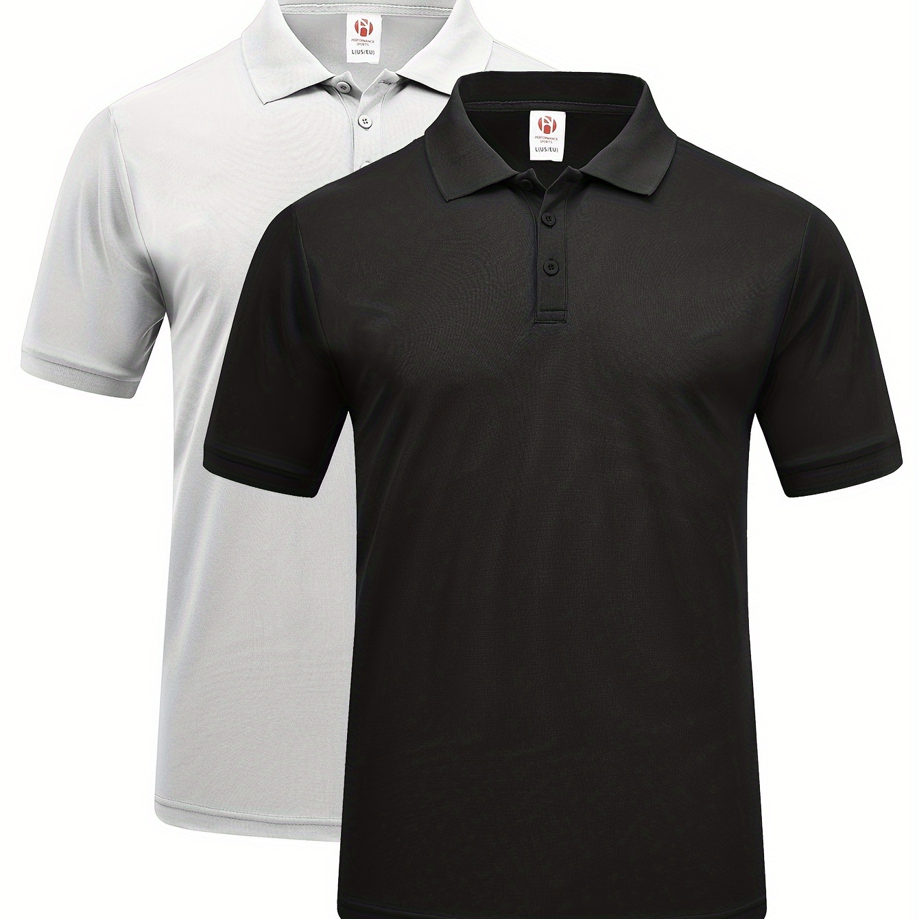 

Men's Quick Dry Polo Shirts Polyester Casual Collared Tennis Golf Shirts, Moisture-wicking, Short Sleeve Sports Shirts 2 Pack