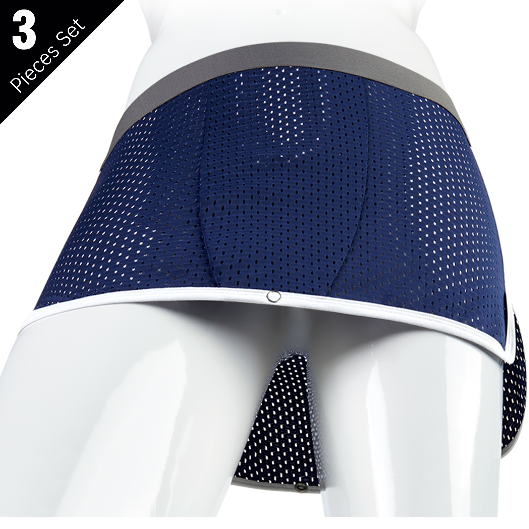 

3pcs - Summer Ultra-thin Nylon Mesh Men' Flat-bottom Shorts Quick-drying Breathable Loose Men's Underwear High Plain Color Men's Flat-bottom Pants