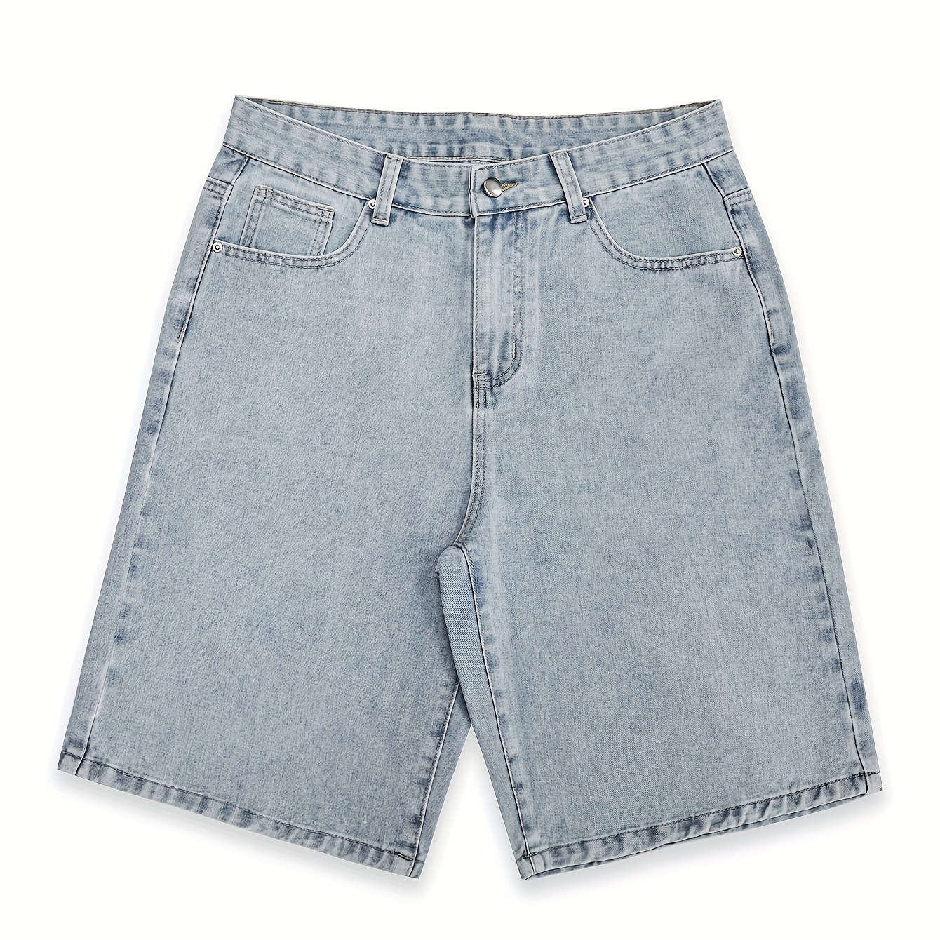 

Men' Denim Barrel Shorts With Pockets, Casual Cotton Jorts For Summer Outdoor Activities