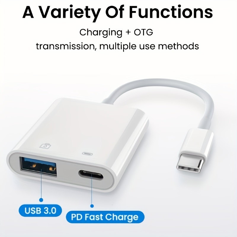 Adaptador USB C a USB 3.0 (6.6 pies), USB tipo C macho a USB 3.0 hembra OTG  cable Thunderbolt3 a USB adaptador compatible con iPad Pro 2019, Samsung