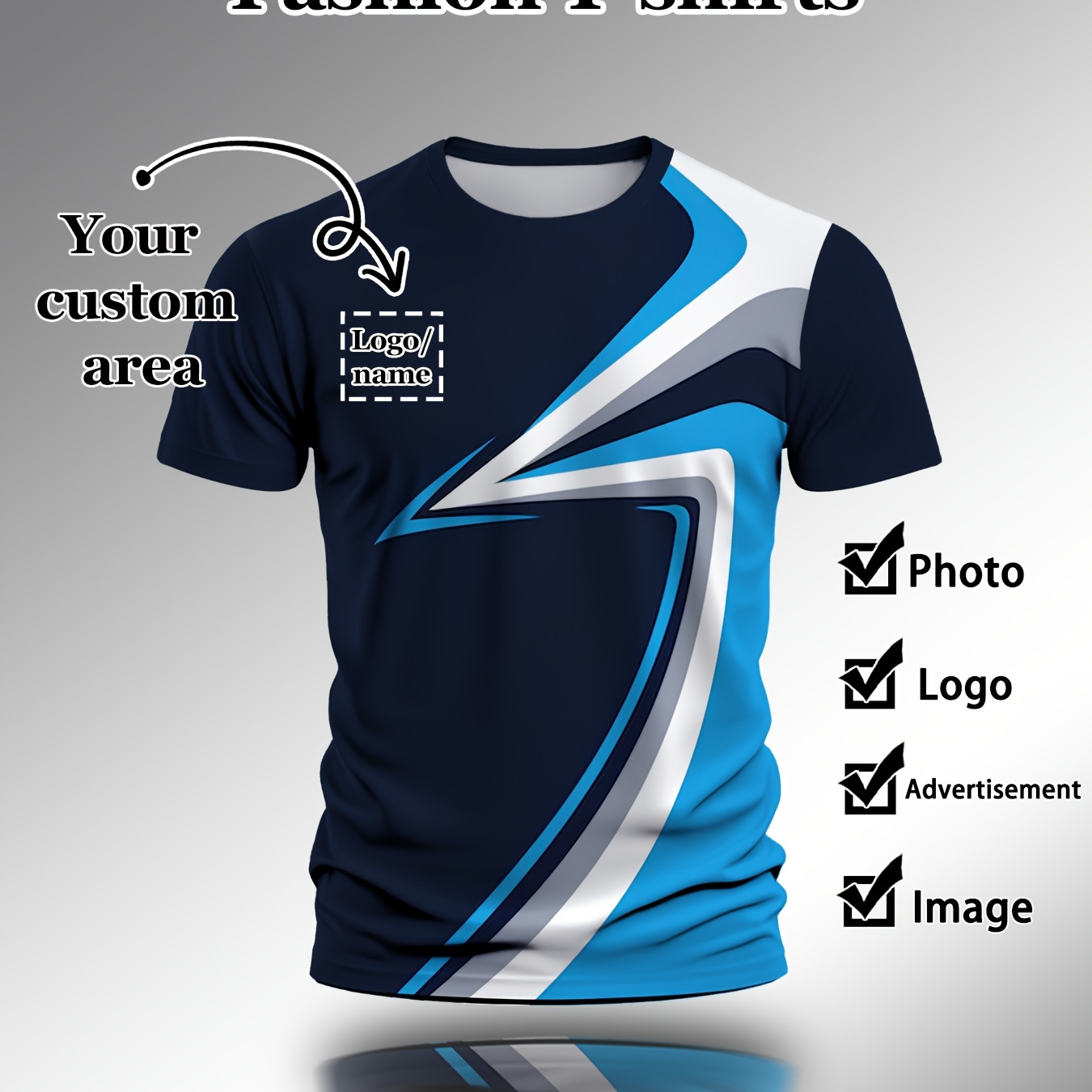 

A Customizable T-shirt, Suitable For Men And Women, With /name, Etc., Sportswear, 100% Polyester, Round Neck