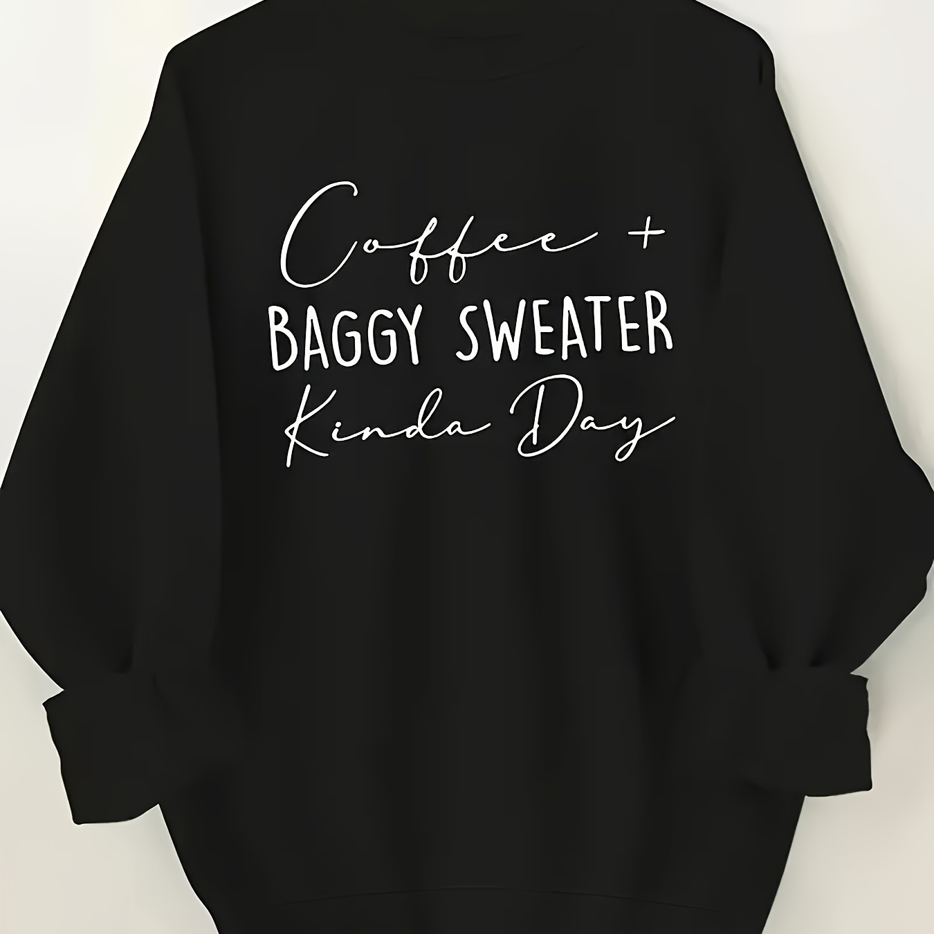 

Plus Size Baggy Sweater Print Sweatshirt, Casual Long Sleeve Crew Neck Sweatshirt, Women's Plus Size Clothing