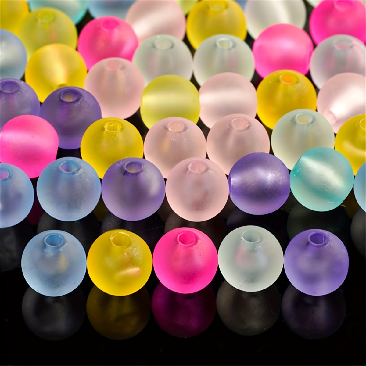 200pcs 8/10mm Acrylic Faceted Beads Medium Beads, Transparent Colorful  Round Loose Beads For DIY Bracelet Beaded Handmade DIY Jewelry Accessories