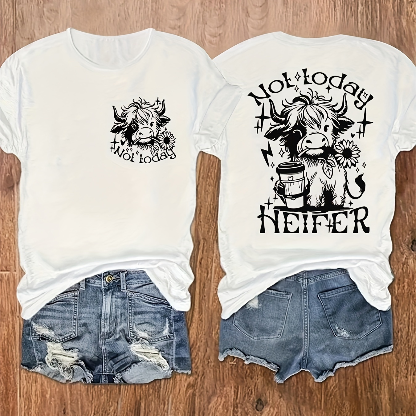 

Women's T-shirt With Cute Cow Print - Soft Polyester, Short Sleeve, Round Neck - Home, Work, Or Outdoor Activities