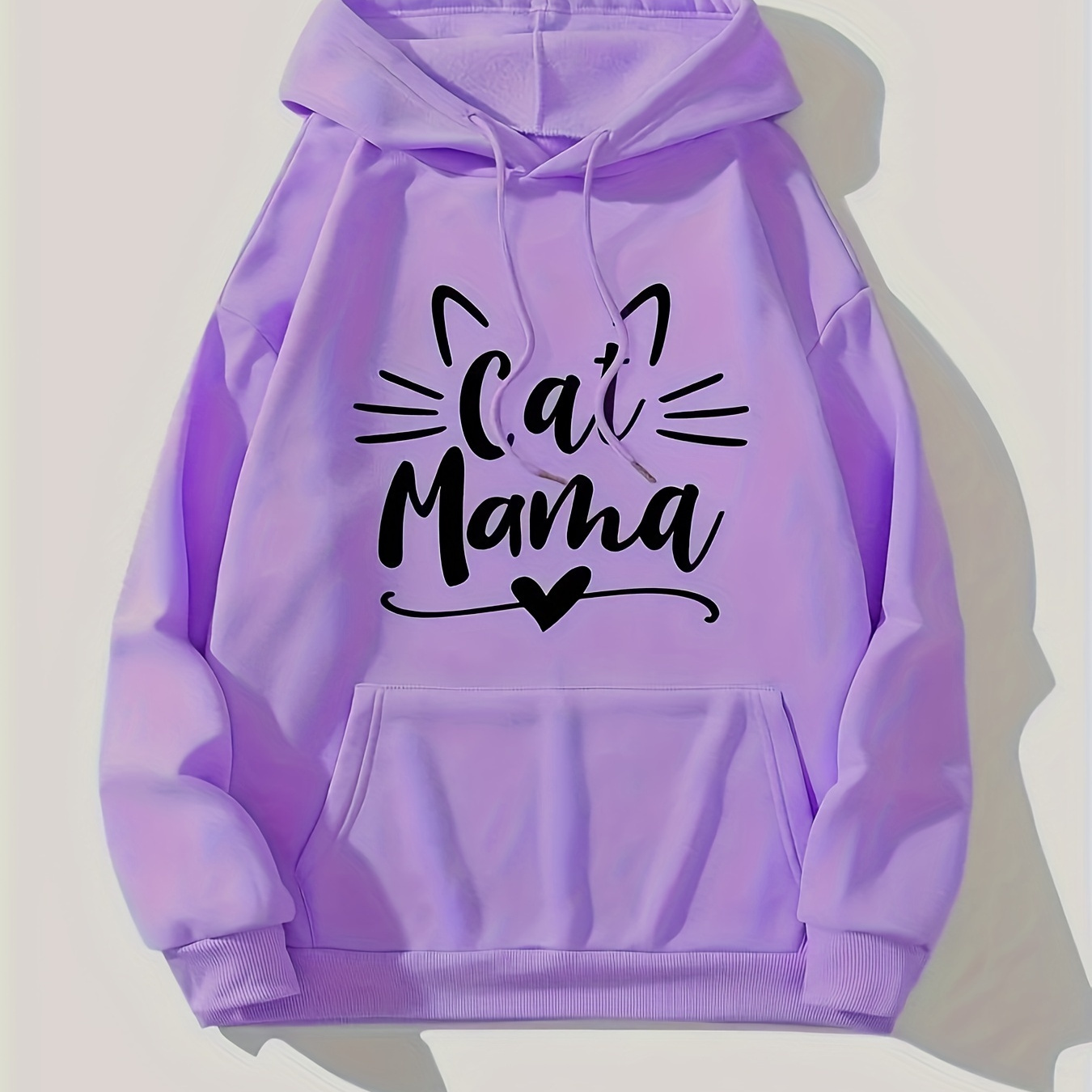 

Cat Mama Hoodie - 100% Polyester Casual Hooded Sweatshirt With Pockets, Knit Fabric, Long Sleeve Pullover For Fall/winter