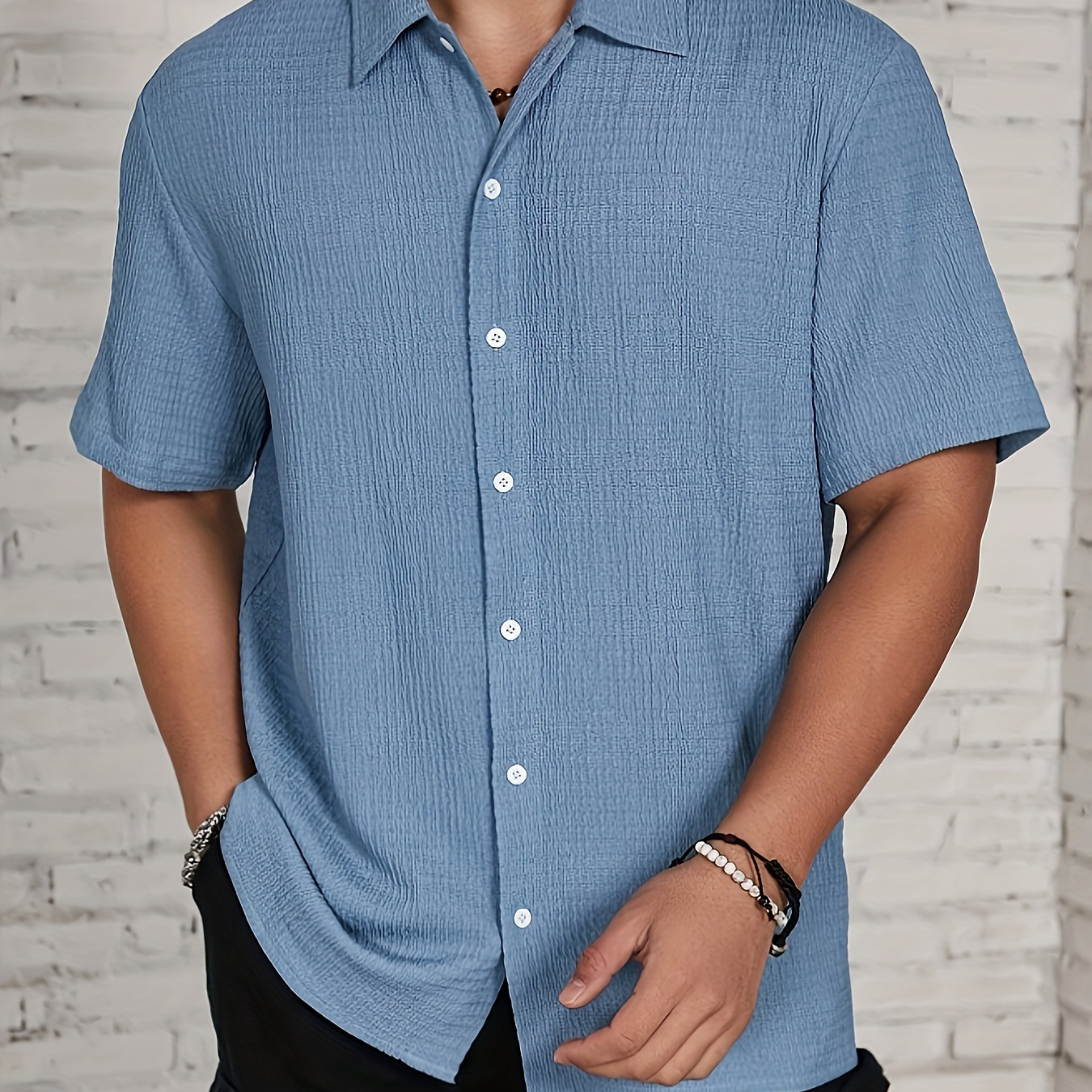 

Men' Color Short Sleeve Shirt For Summer, Casual Stylish Shirts As Gift