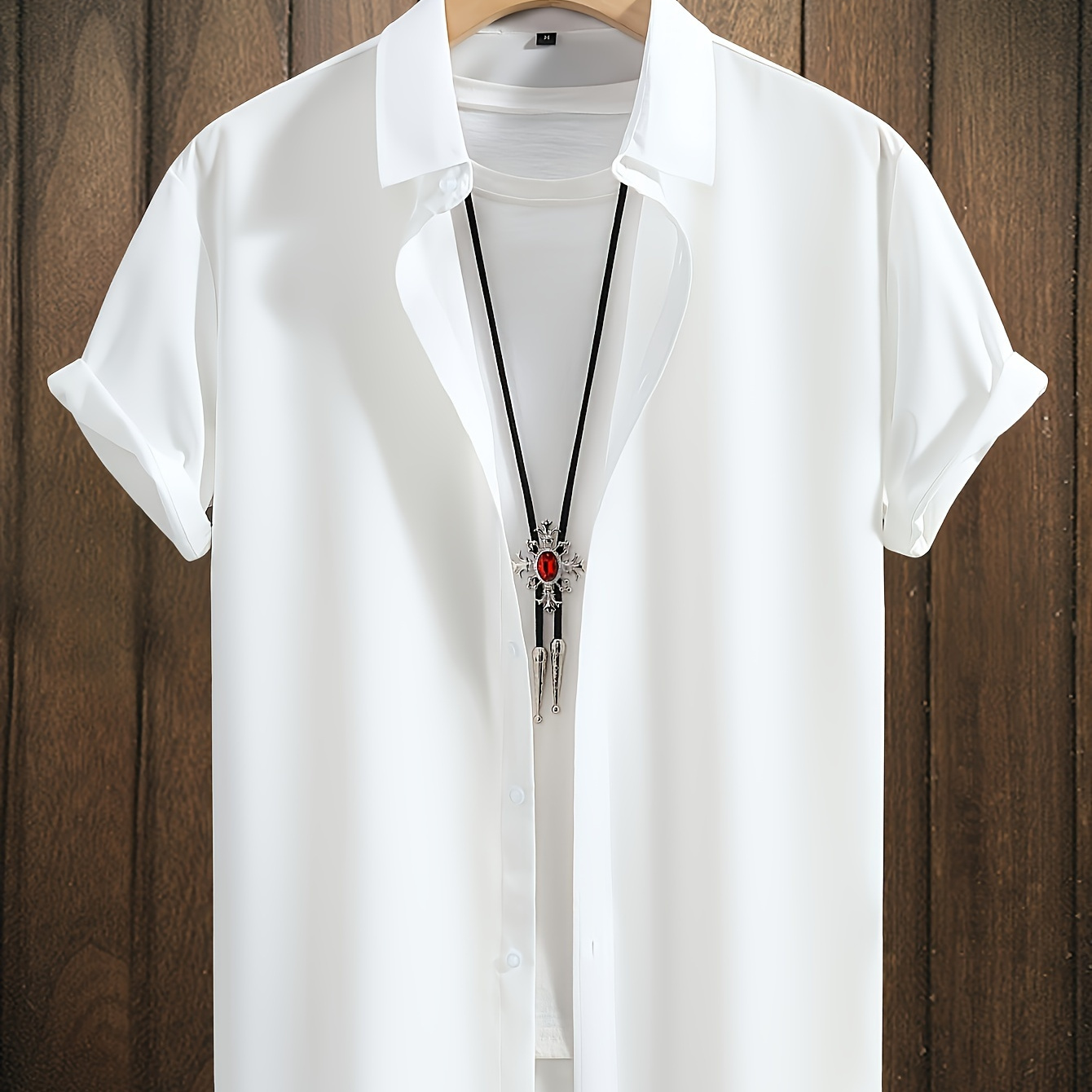 

Men's Fashion Short Sleeve Business Casual Shirt, Button Closure, Turn-down Collar, Summer Wear