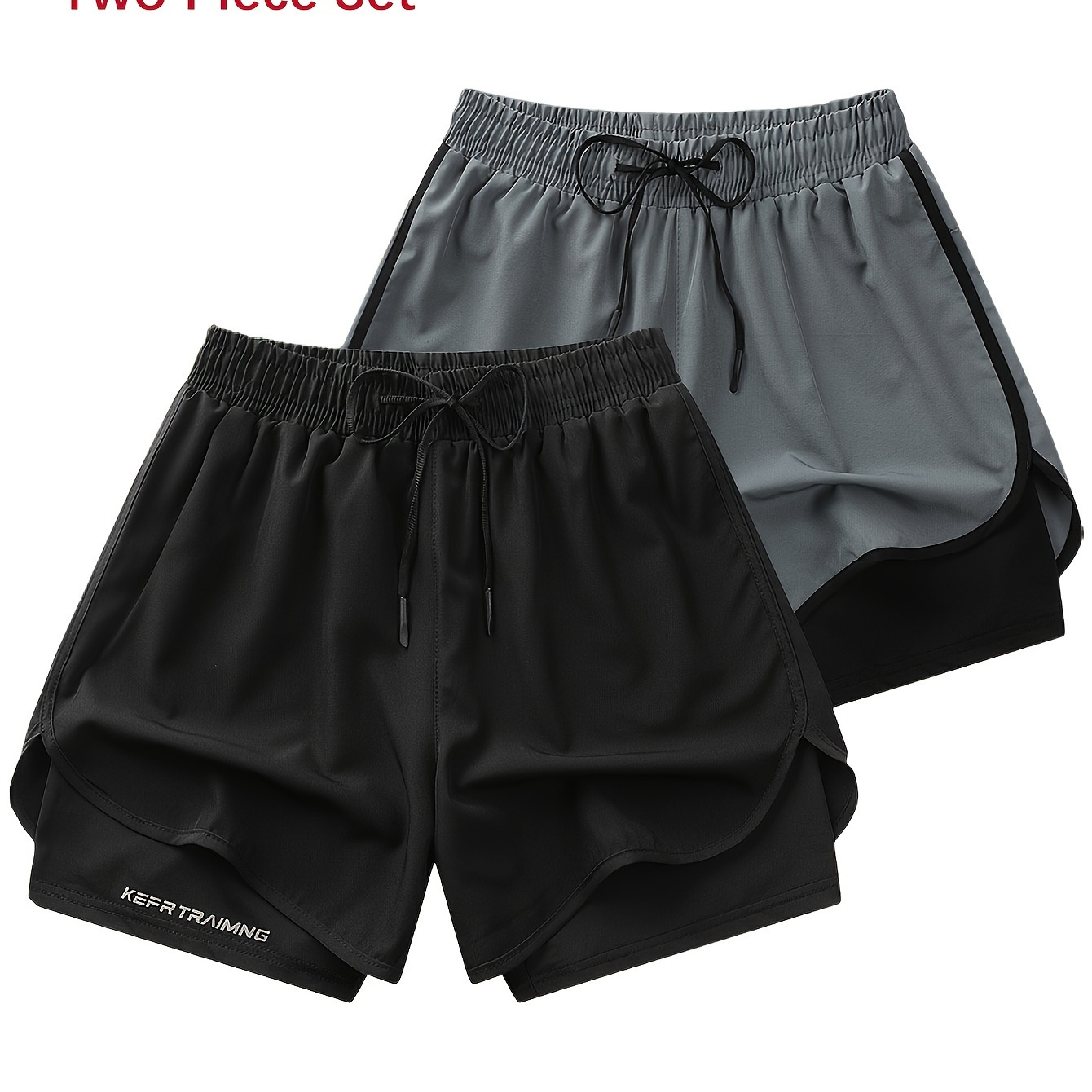 

2pcs 2-in-1 Double Layer Shorts, Men's Fashion Stretch Sports Shorts For Summer Gym Workout Training