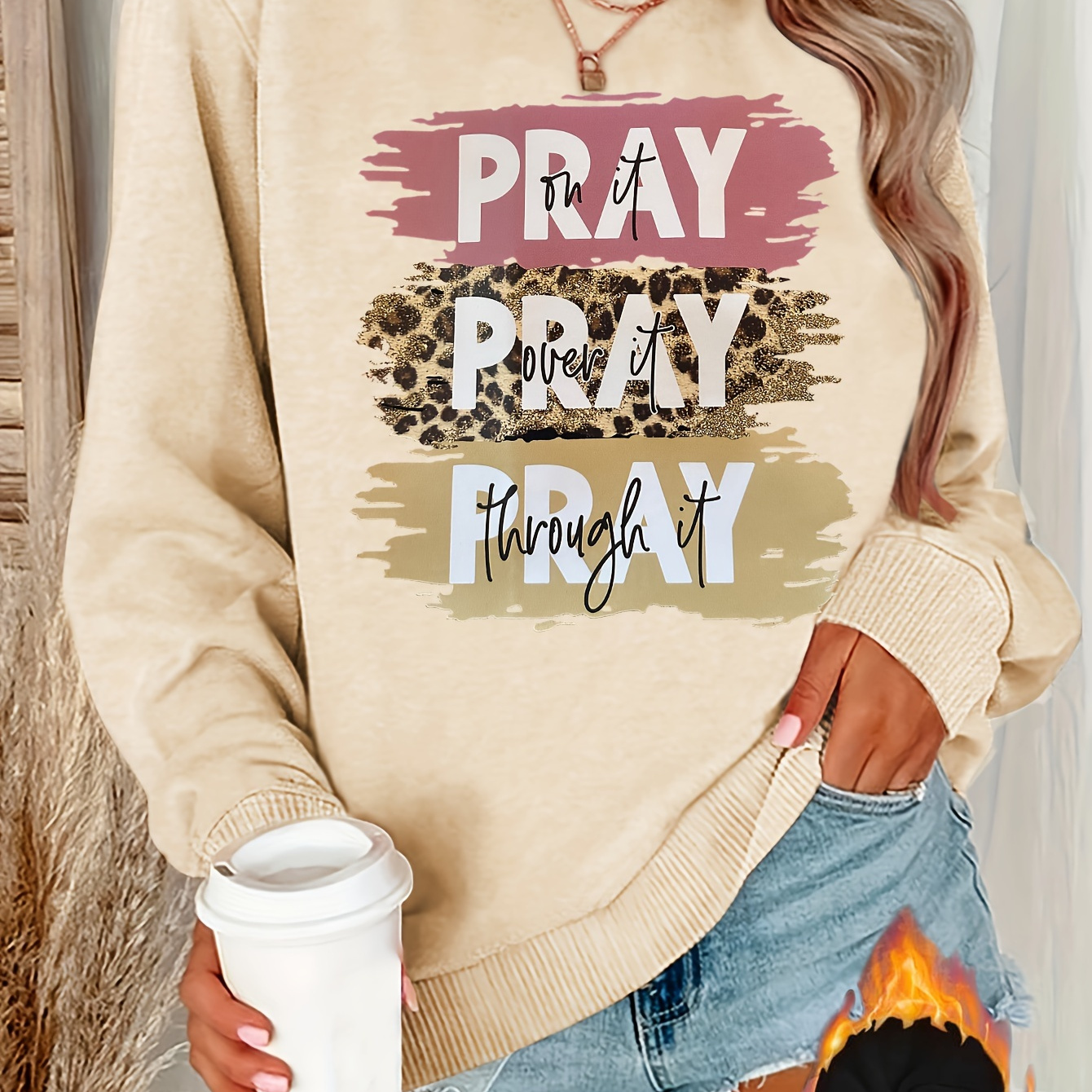 

Letter Print Sweatshirt, Crew Neck Casual Sweatshirt For Winter & Fall, Women's Clothing