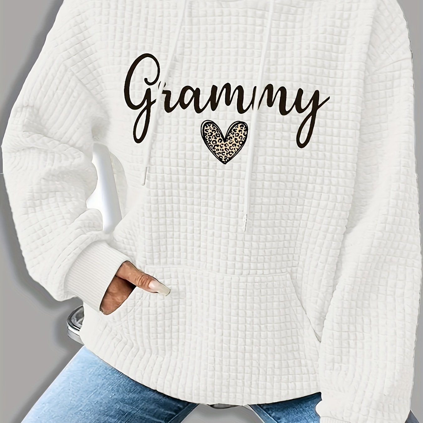 

1pc Women's Polyester & "" Lettering, Drawstring Hooded Sweatshirt , Fall/
