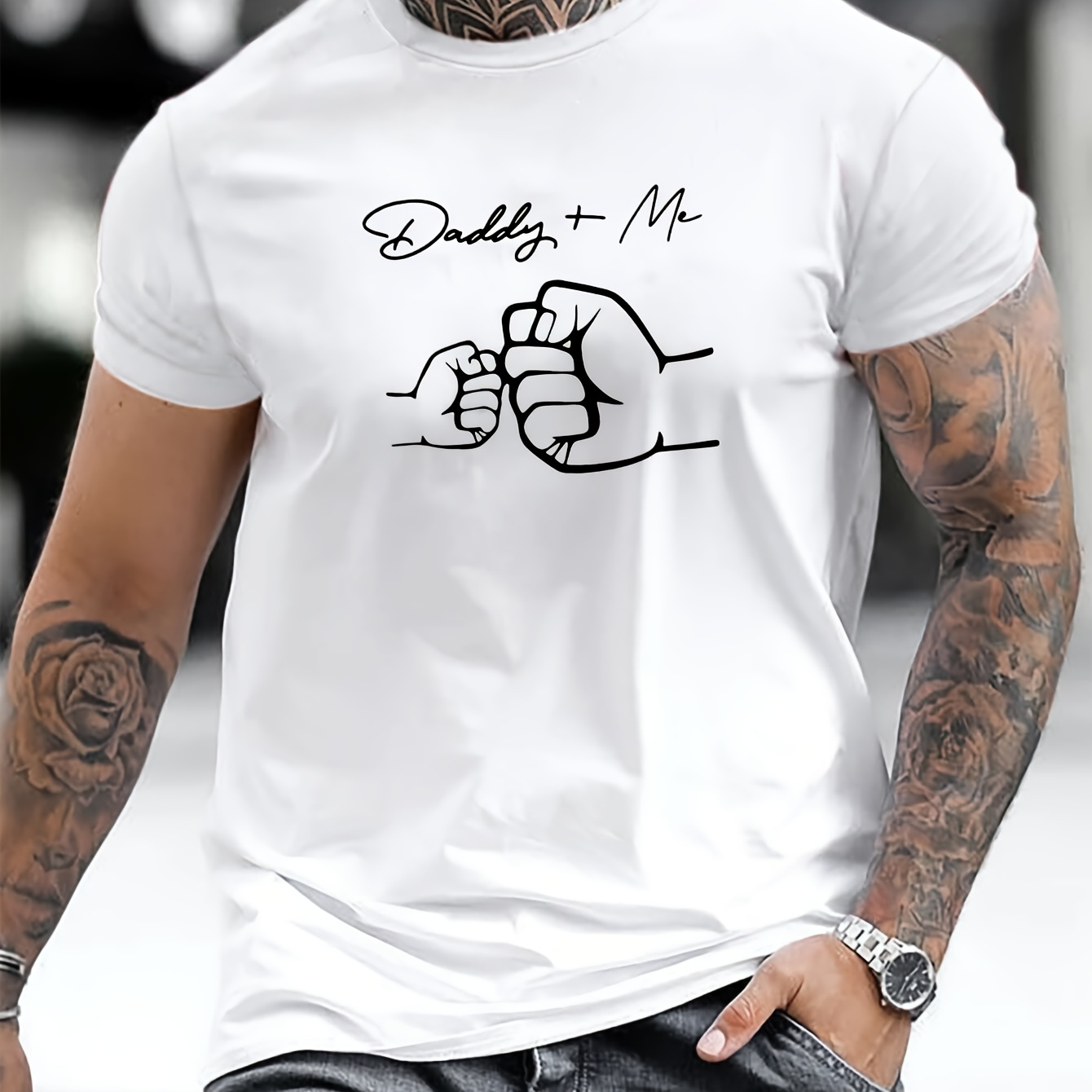 

Daddy And Me Print Tee Shirt, Tees For Men, Casual Short Sleeve T-shirt For Summer