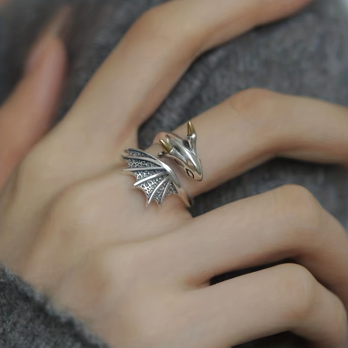 

1 Pc Personality Open Little Flying Dragon Ring For Women