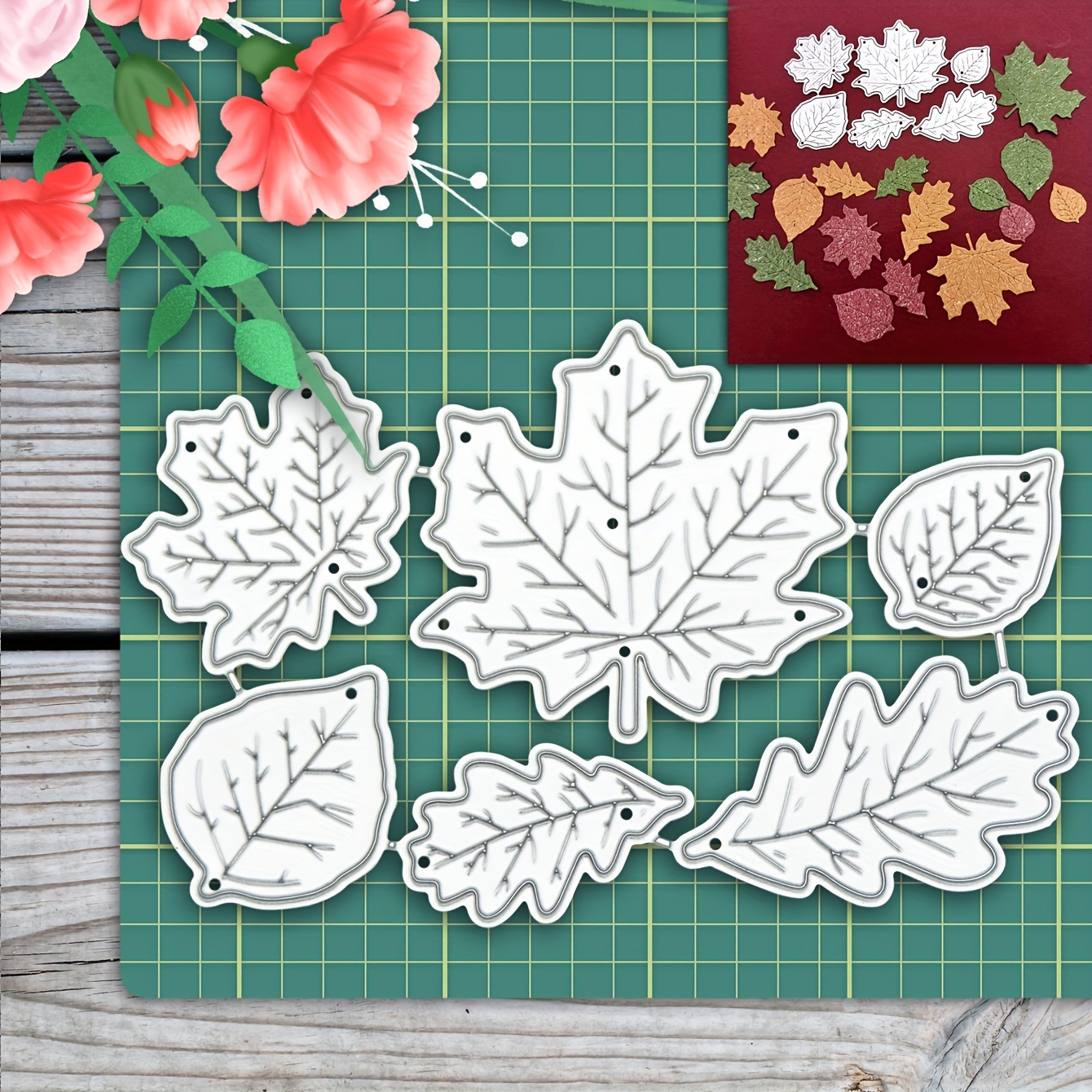 

Maple Leaves Metal Cutting Dies Stencil Diy Scrapbooking Album Paper Card Template Mold Embossing Craft Decoration, Diy Material