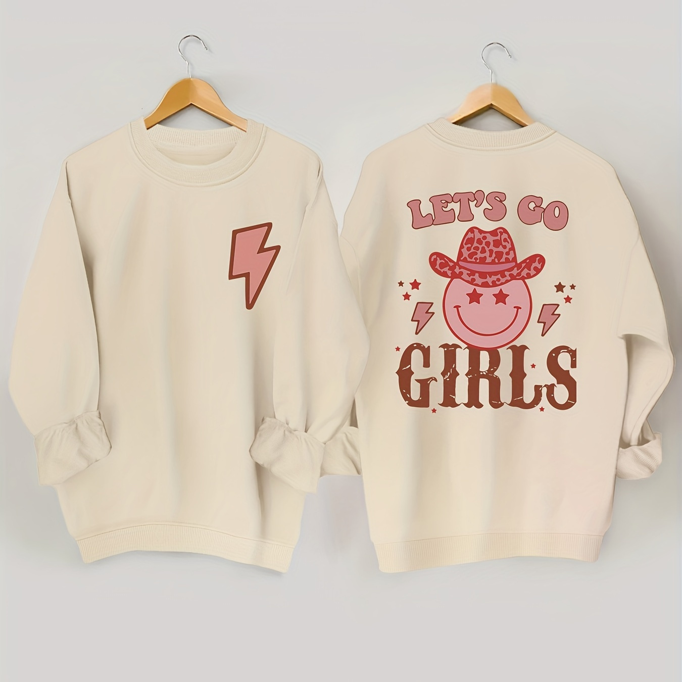 

Graphic & Letter Print Sweatshirt, Casual Crew Neck Long Sleeve Sweatshirt, Women's Clothing